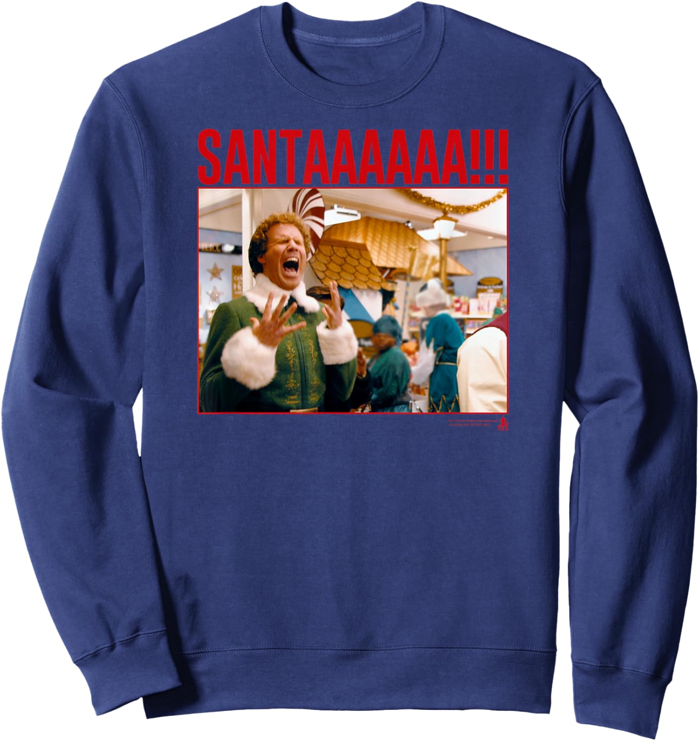 Elf Santa Scream Funny Christmas Sweatshirt - Sweatshirt | Navy
