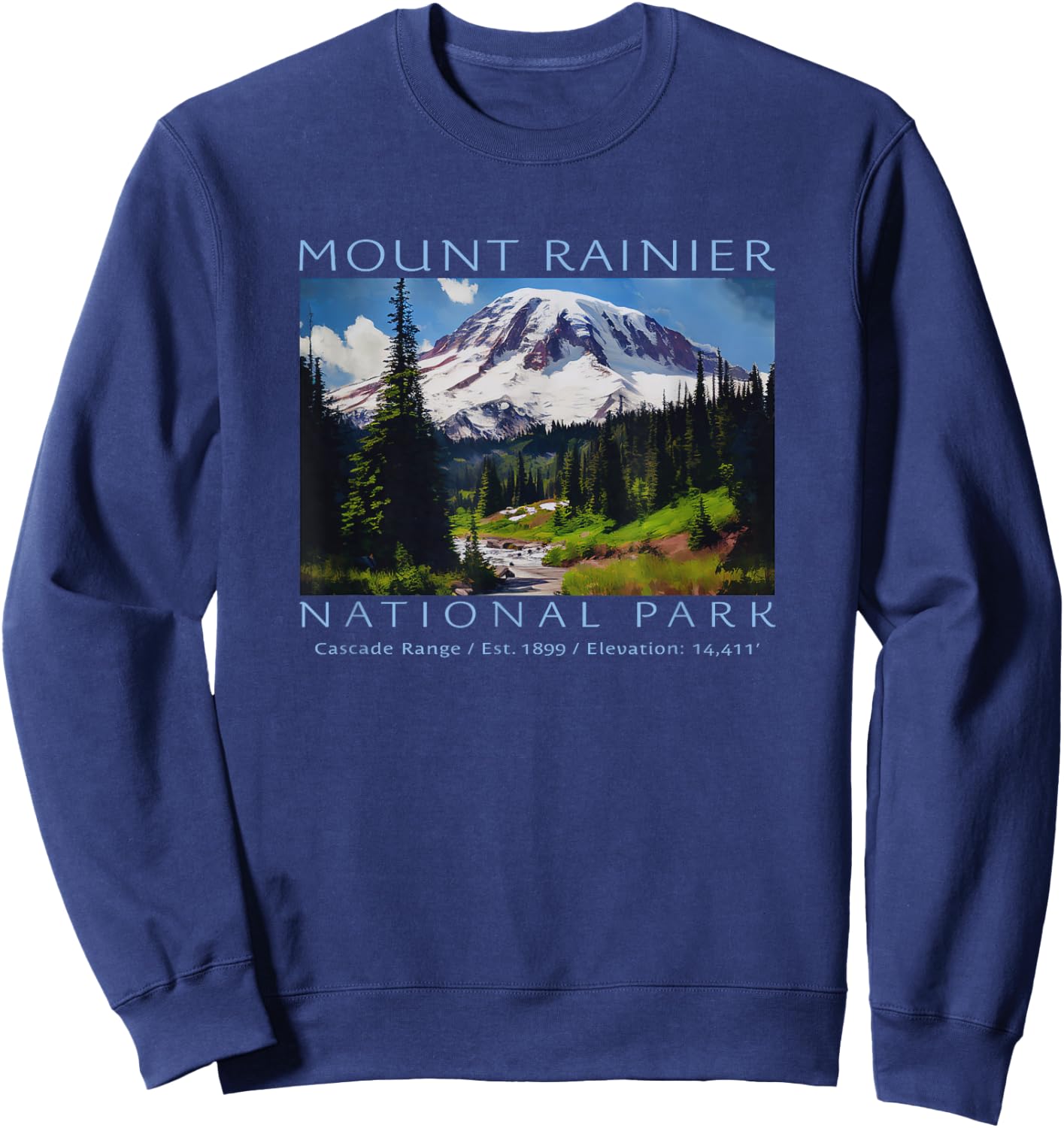 Mt. Rainier National Park Mountain Art Souvenir Sweatshirt - Sweatshirt | Navy