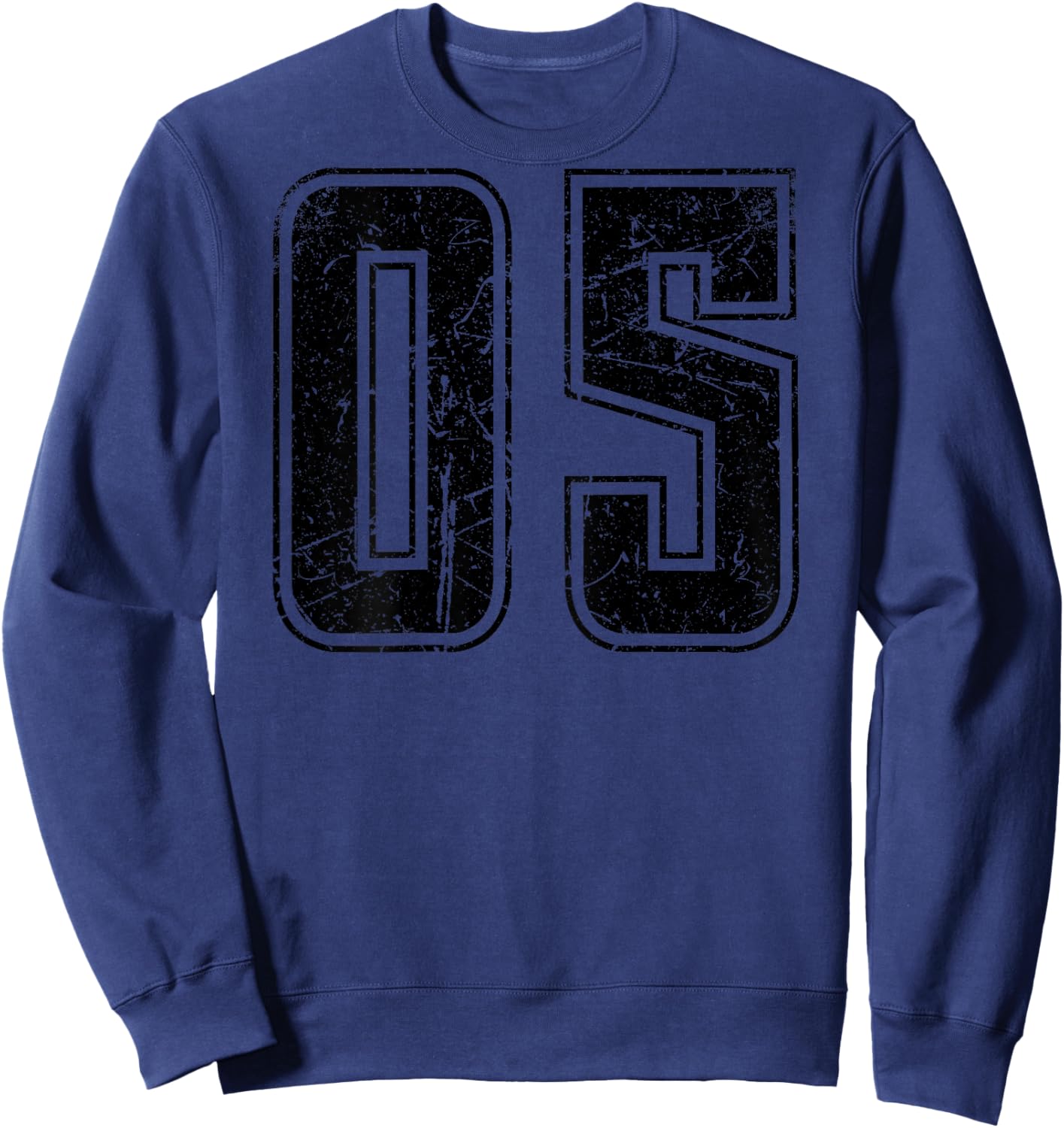 Number 05 Distressed Grunge Vintage Back Print Sweatshirt - Sweatshirt | Navy