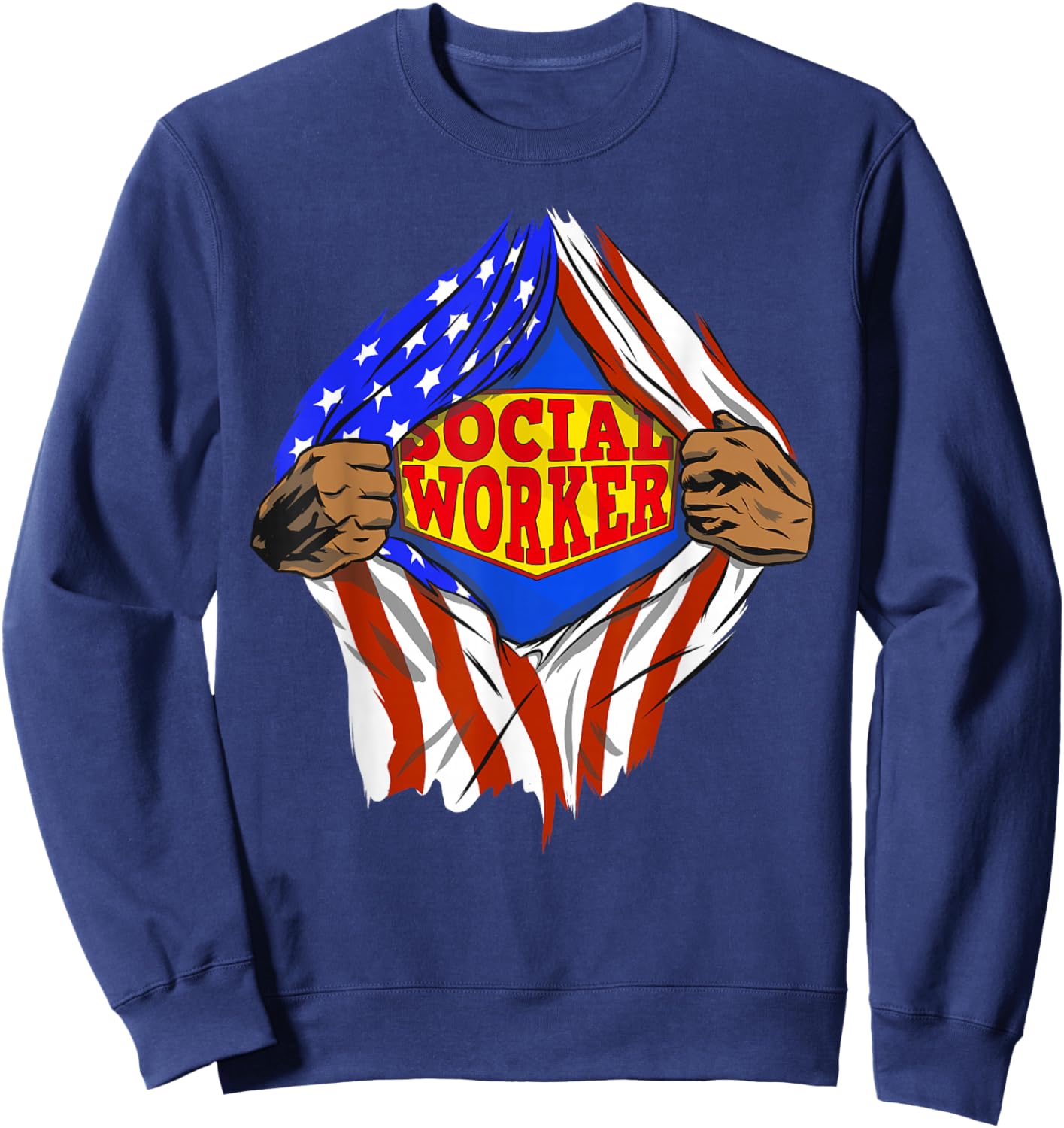 Funny Super Social Worker Hero Job Sweatshirt - Sweatshirt | Navy