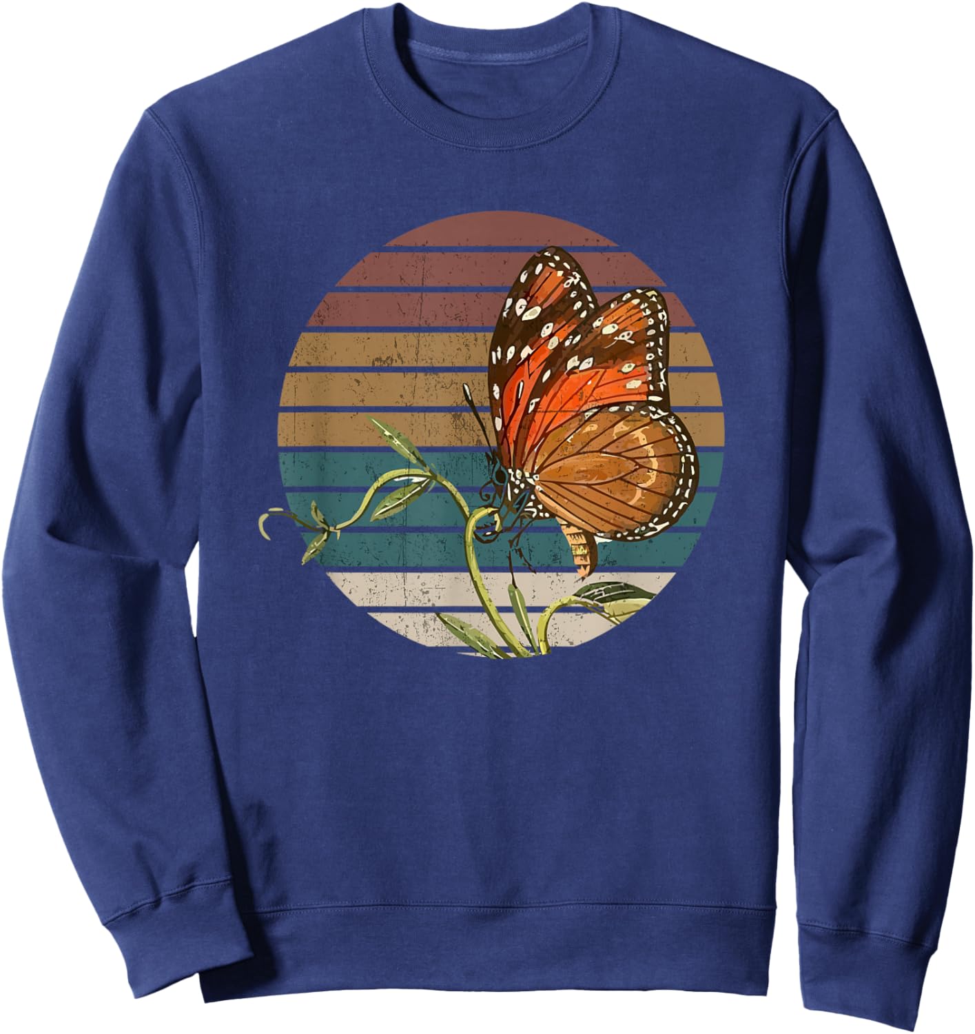 Retro Butterfly Lover Monarch Entomolgist Vintage Milkweed Sweatshirt - Sweatshirt | Navy