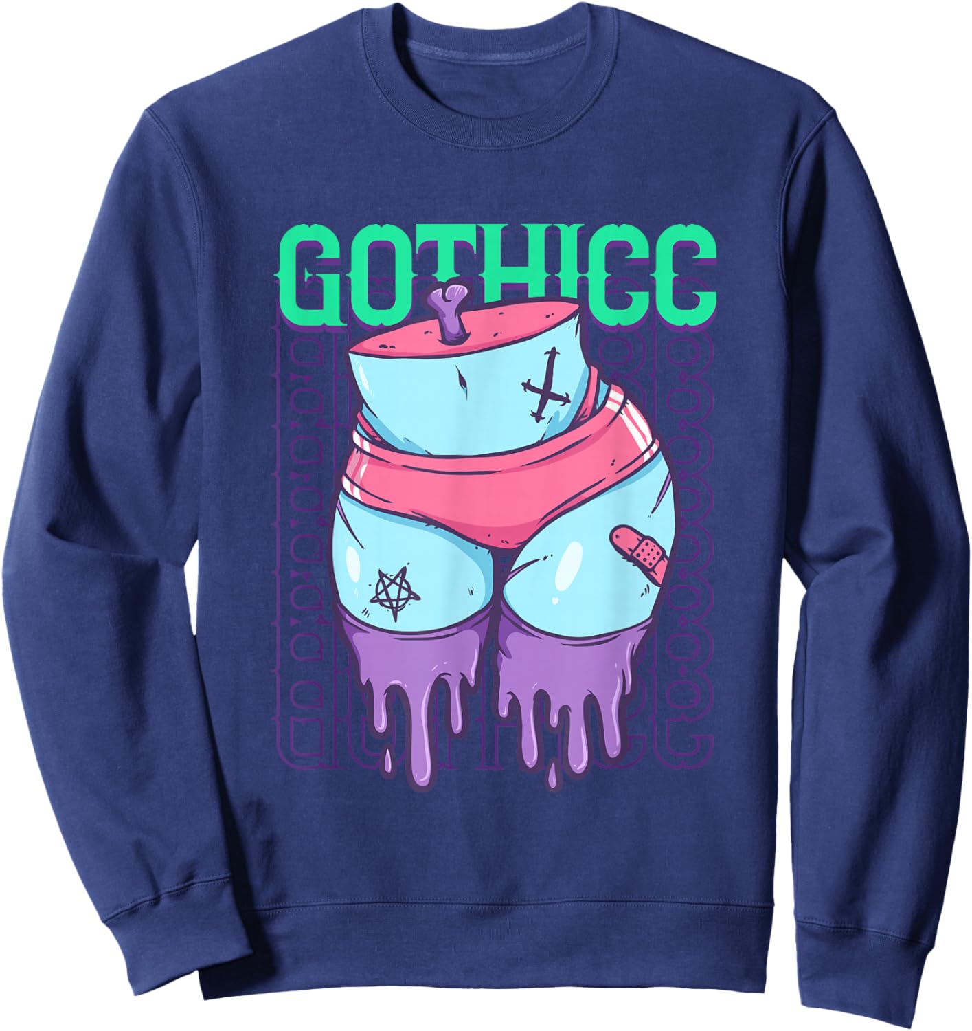Gothic Emo Gothicc Pastel Goth Thick Thighs Booty Sweatshirt - Sweatshirt | Navy
