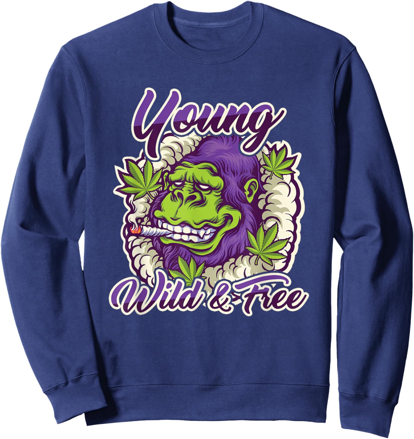 Jung Wild Free Ganja Smoker Tiffer Boats Monkey Gift Sweatshirt - Sweatshirt | Navy