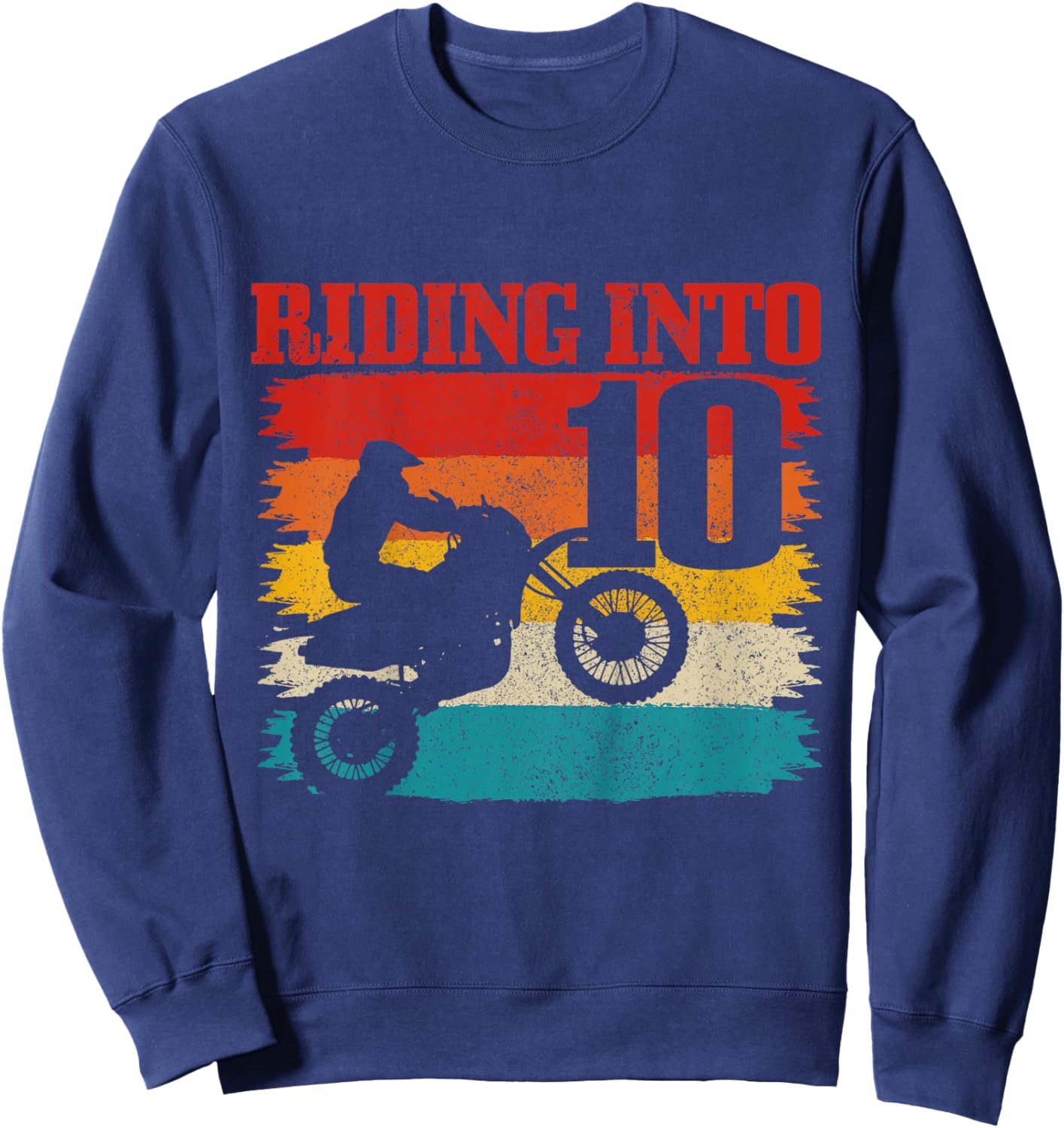 Riding Into 10 Motocross 10th Birthday Dirt Bike Enduro Sweatshirt - Sweatshirt | Navy