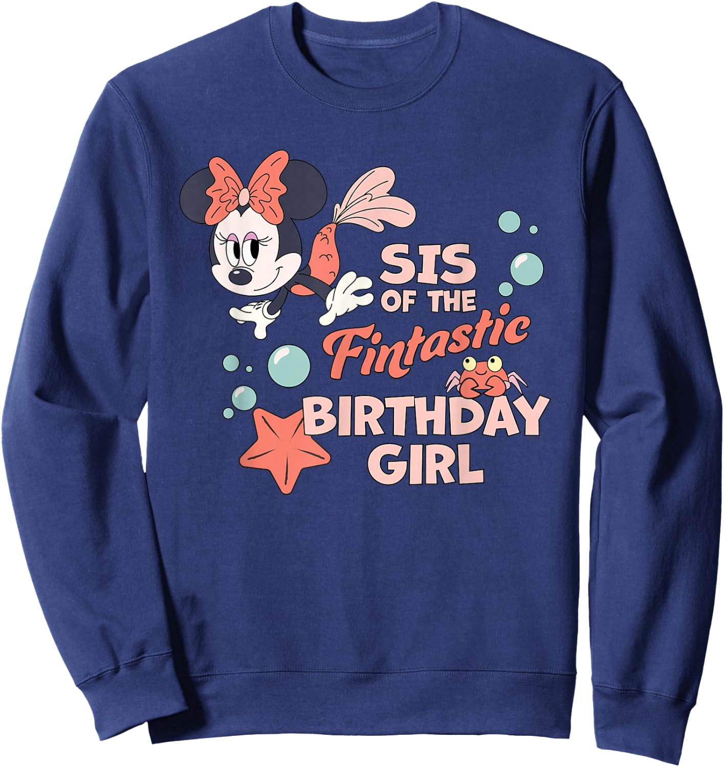 Disney Minnie Mouse Mermaid Sis of The Birthday Girl Sweatshirt - Sweatshirt | Navy