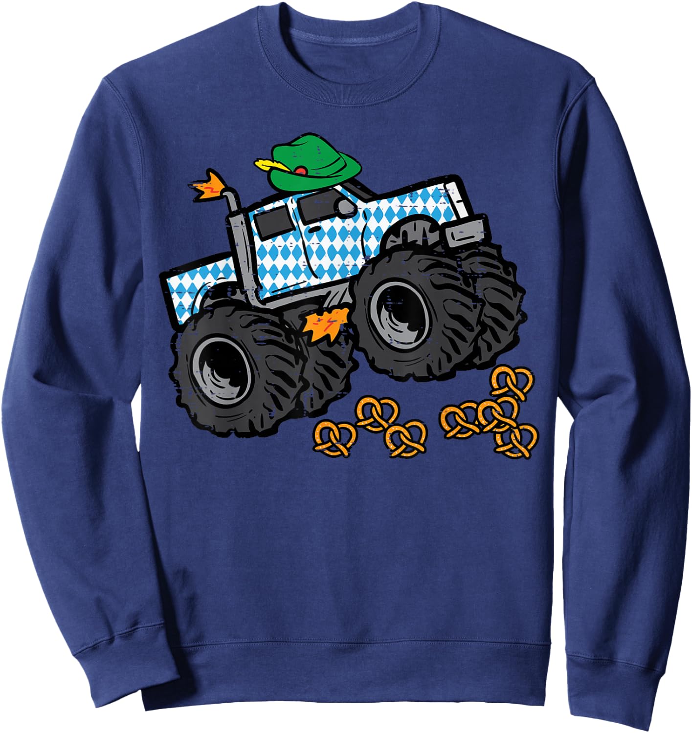 Oktoberfest Monster Truck Pretzels German Toddler Boys Kids Sweatshirt - Sweatshirt | Navy