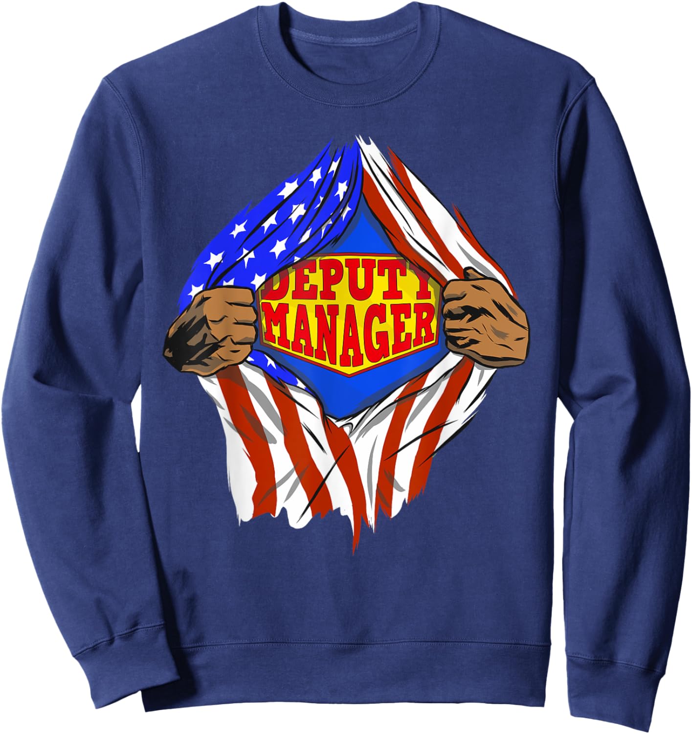 Funny Super Deputy Manager Hero Job Sweatshirt - Sweatshirt | Navy
