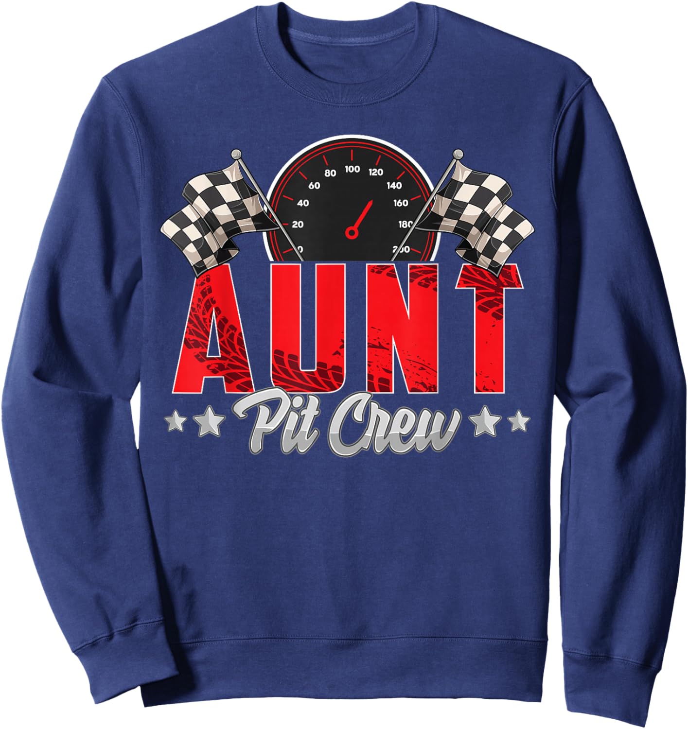 Race Car Birthday Party Racing Family Aunt Pit Crew Sweatshirt - Sweatshirt | Navy