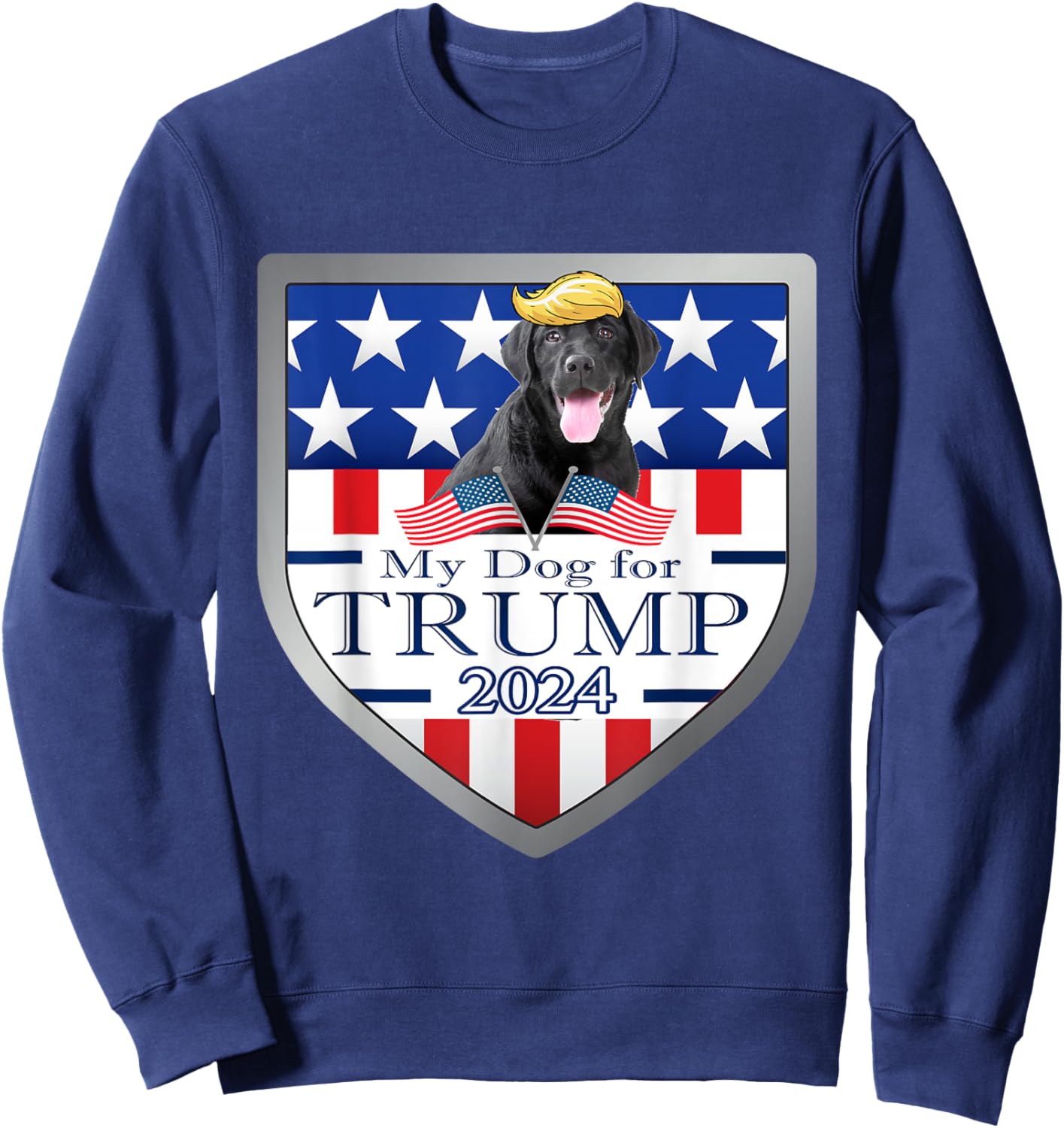 My Dog For Trump 2024 Black Lab Women Sweatshirt - Sweatshirt | Navy