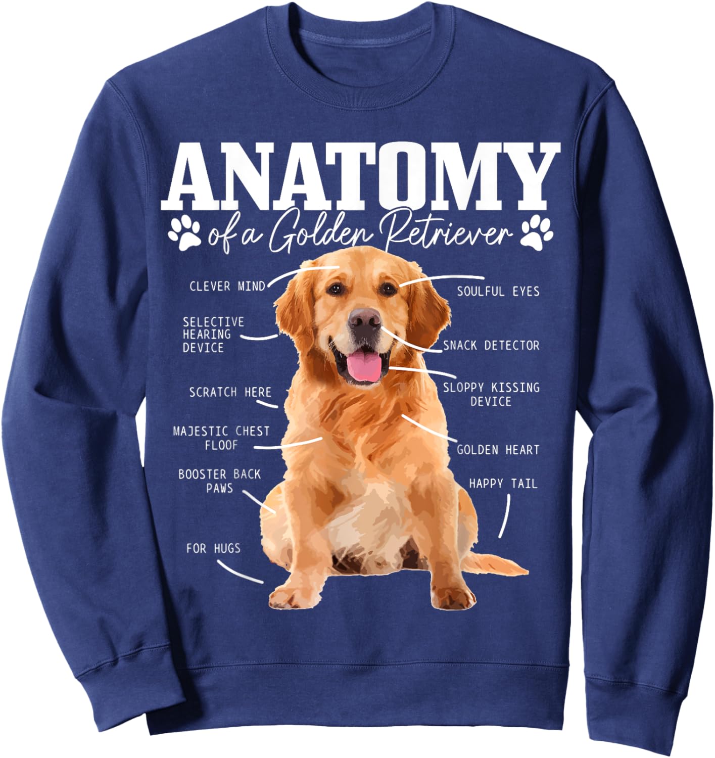 Anatomy Of A Golden Retriever Funny Cute Dog Mom Dad Sweatshirt - Sweatshirt | Navy