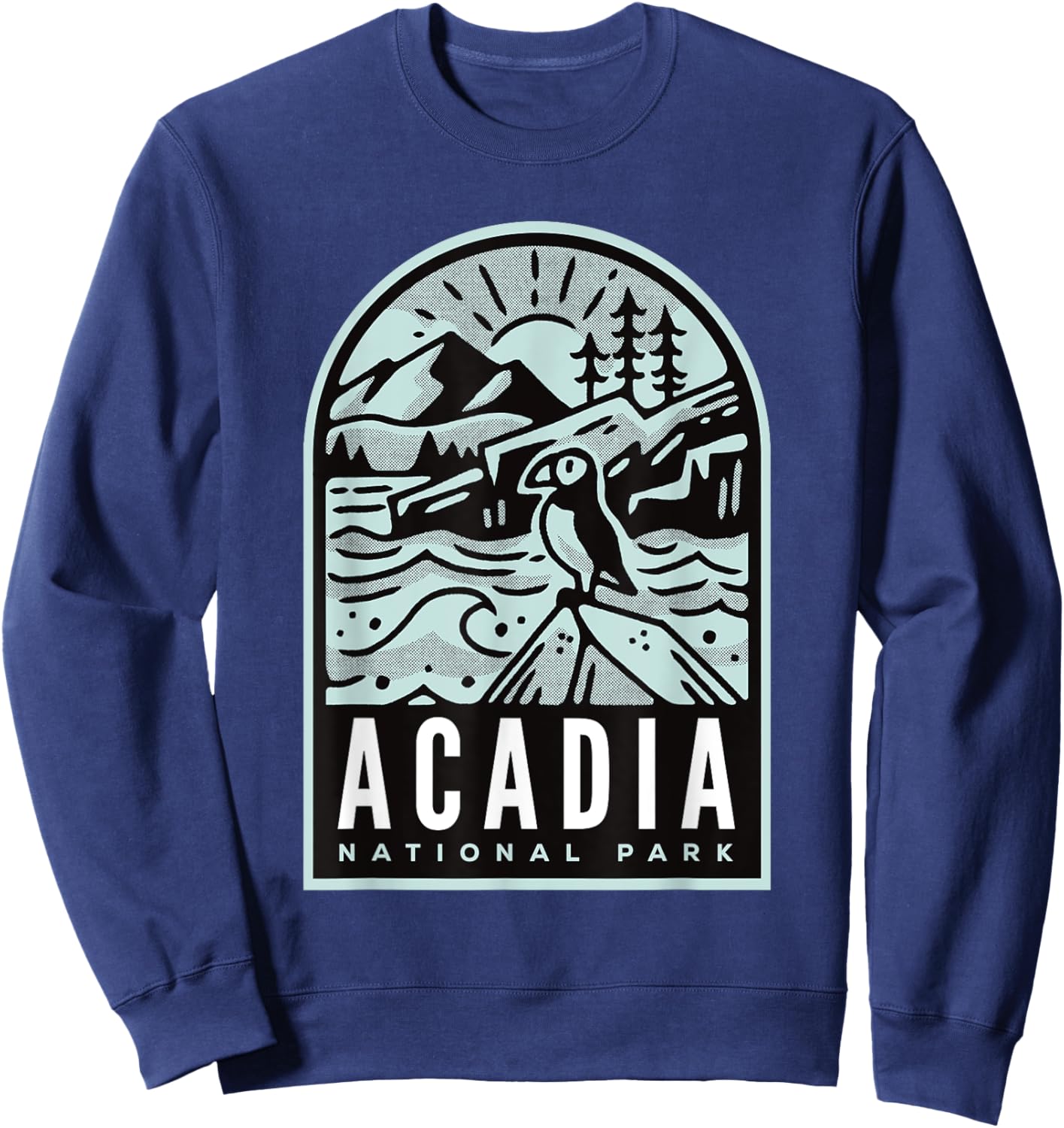 Acadia National Park Vintage Puffin Sweatshirt - Sweatshirt | Navy
