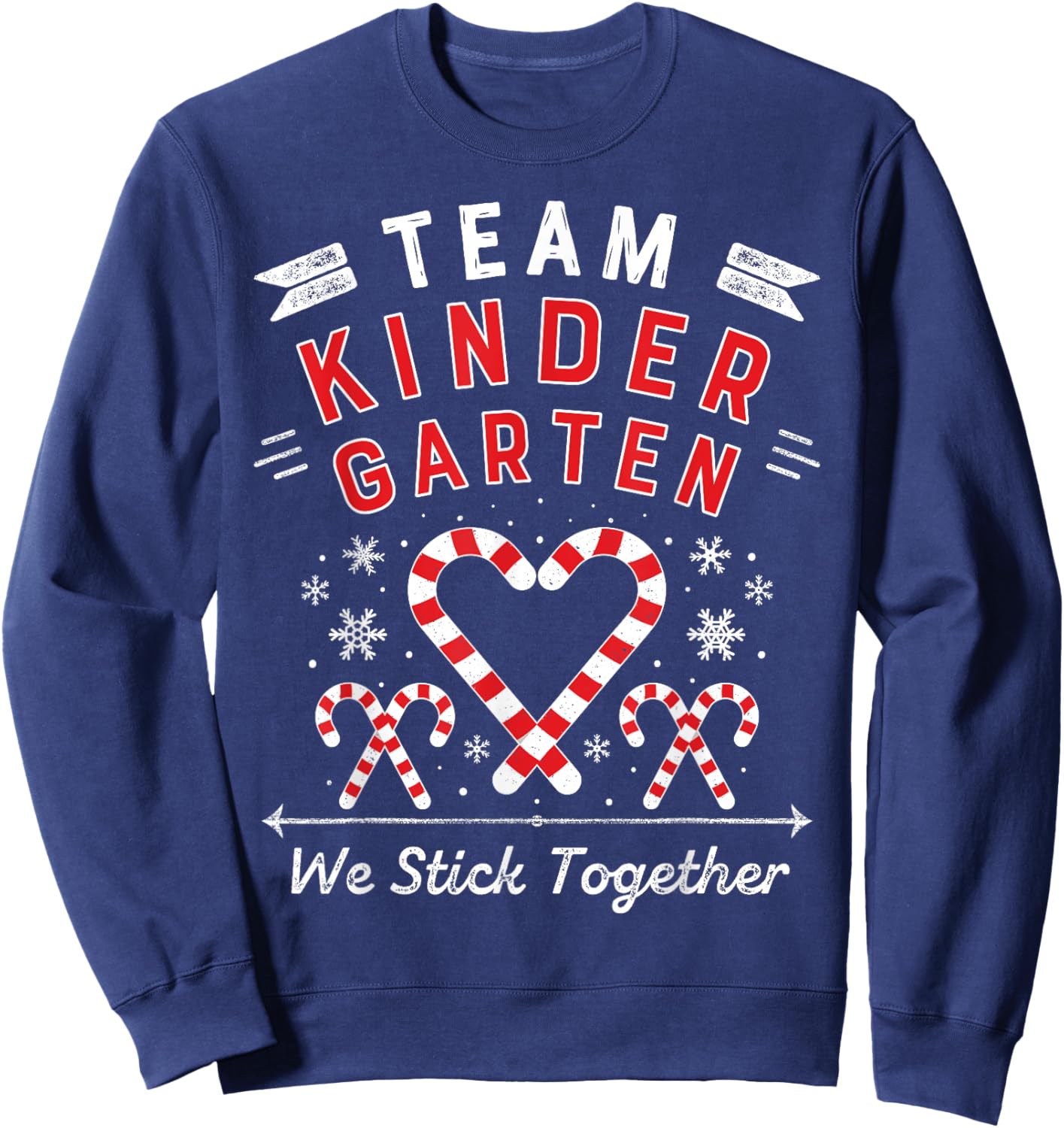 Team Kinder garten Christmas Candy Cane Kindergarten Teacher Women Kids Sweatshirt - Sweatshirt | Navy
