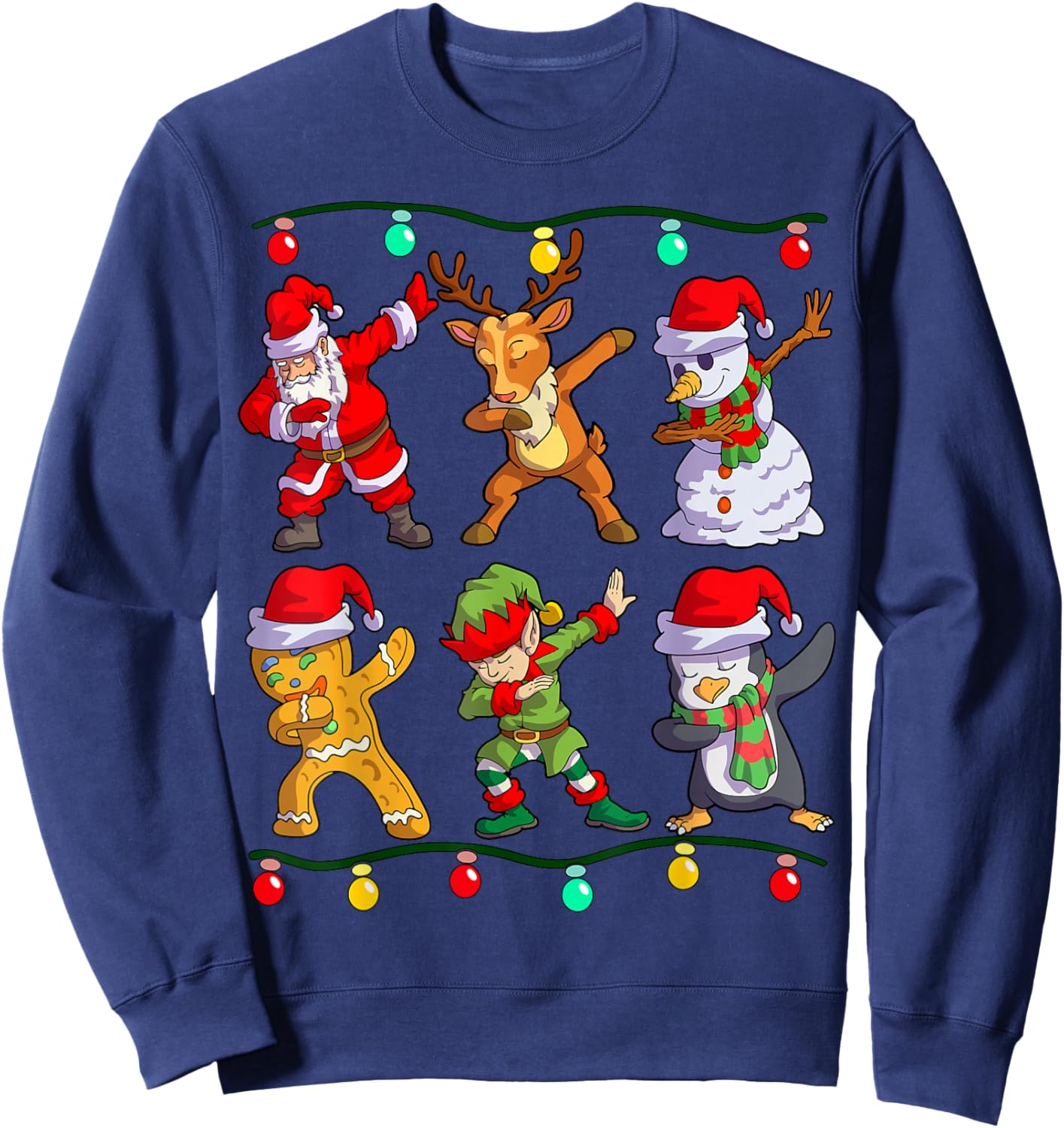 Christmas Kids Boys Men Dabbing Santa Elf Deer Friends Xmas Sweatshirt - Sweatshirt | Navy