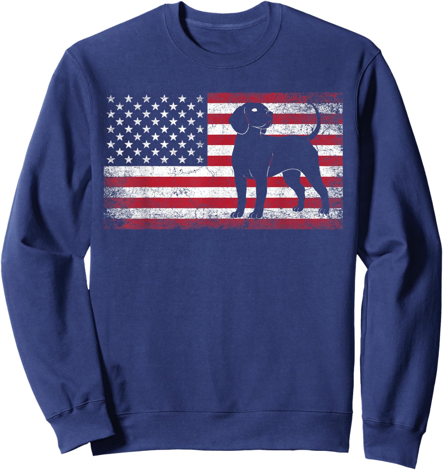 Beagle Dog 4th of July American Flag USA America Patriotic Sweatshirt - Sweatshirt | Navy