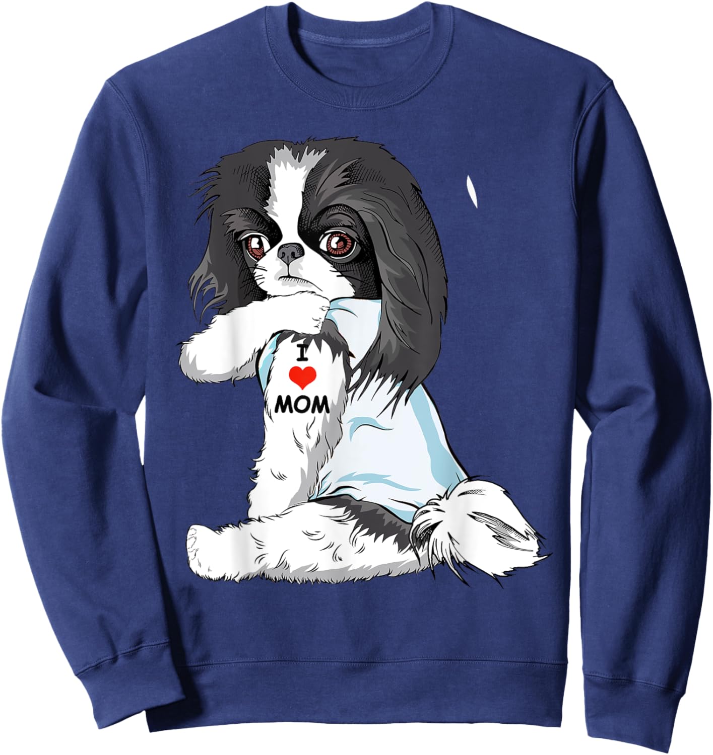 I Love Mom Tattoo Japanese Chin Mom Dog Lover Women Sweatshirt - Sweatshirt | Navy