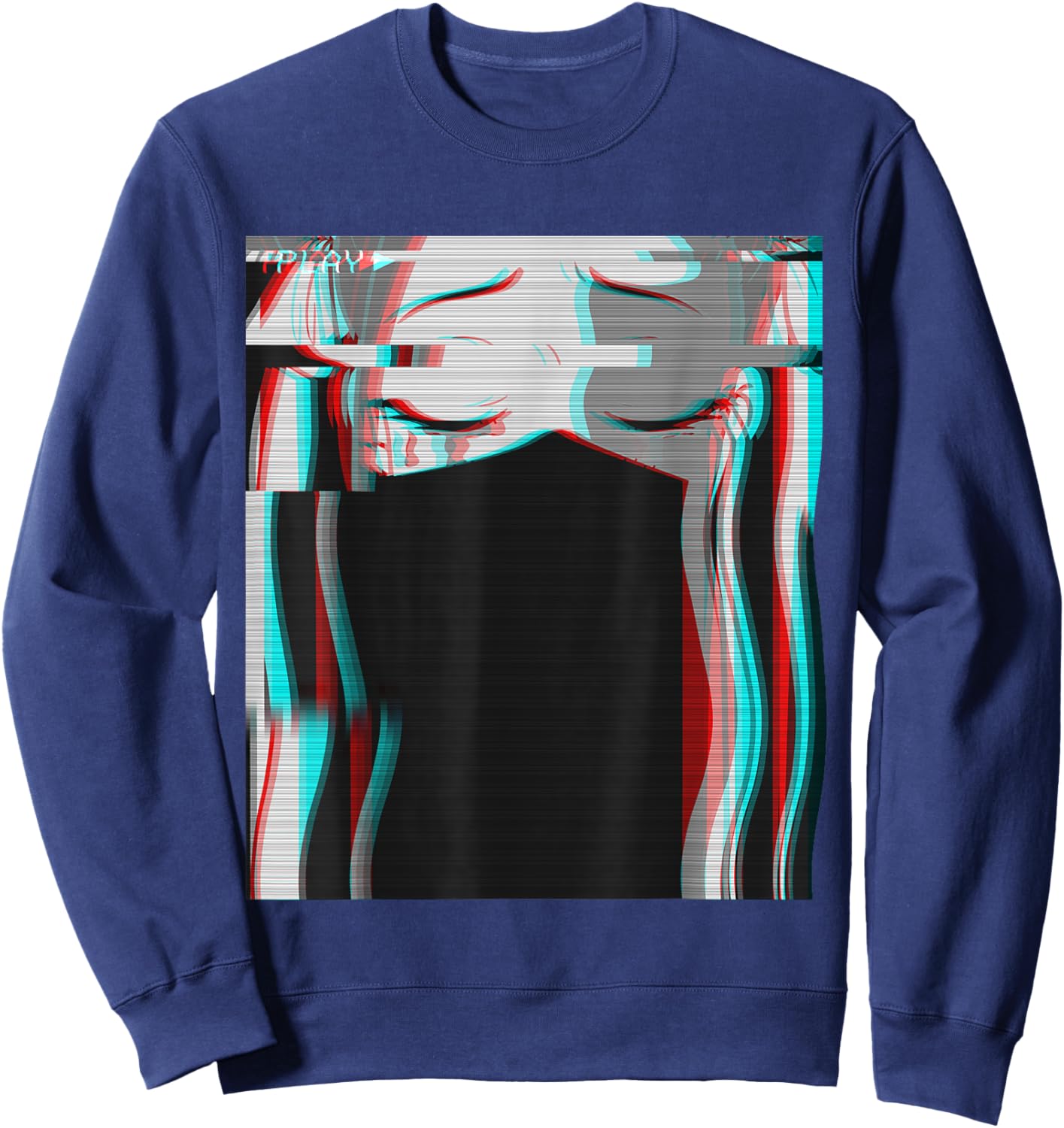 Vaporwave Aesthetic Sad Anime Girl Retro Eboy Egirl Harajuku Sweatshirt - Sweatshirt | Navy