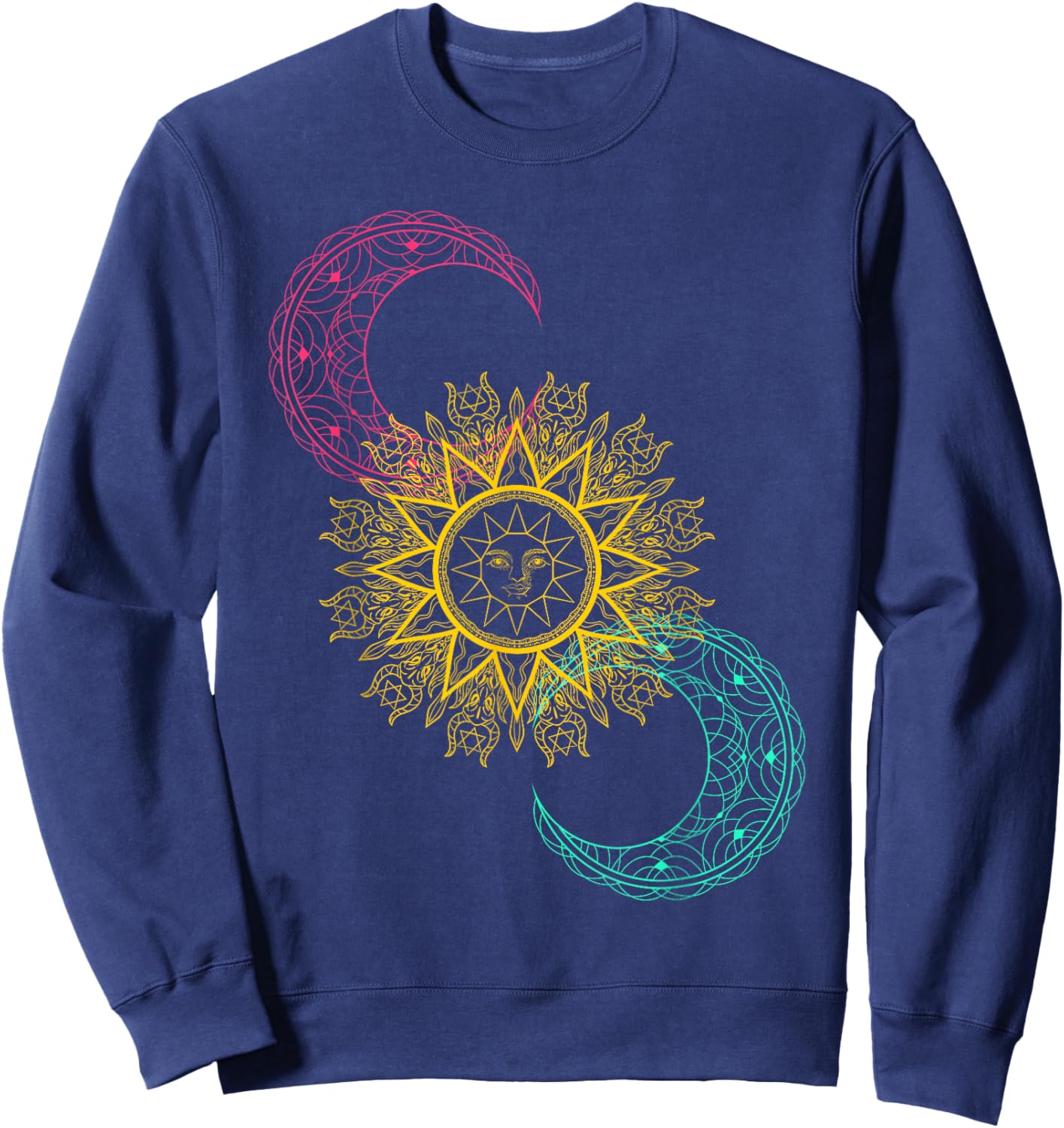 Celestial Bodies Galaxy Sun Moon Stars Outer Space Astronomy Sweatshirt - Sweatshirt | Navy