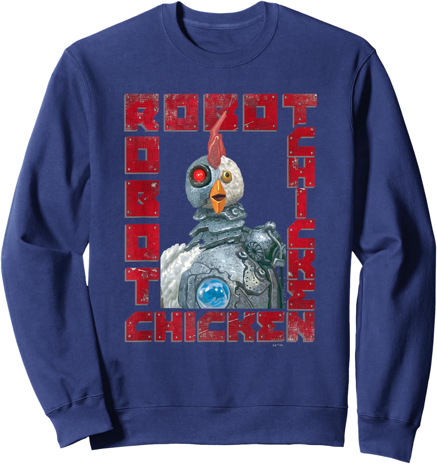 Robot Chicken Classic Mascot Metal Frame Vintage Portrait Sweatshirt - Sweatshirt | Navy