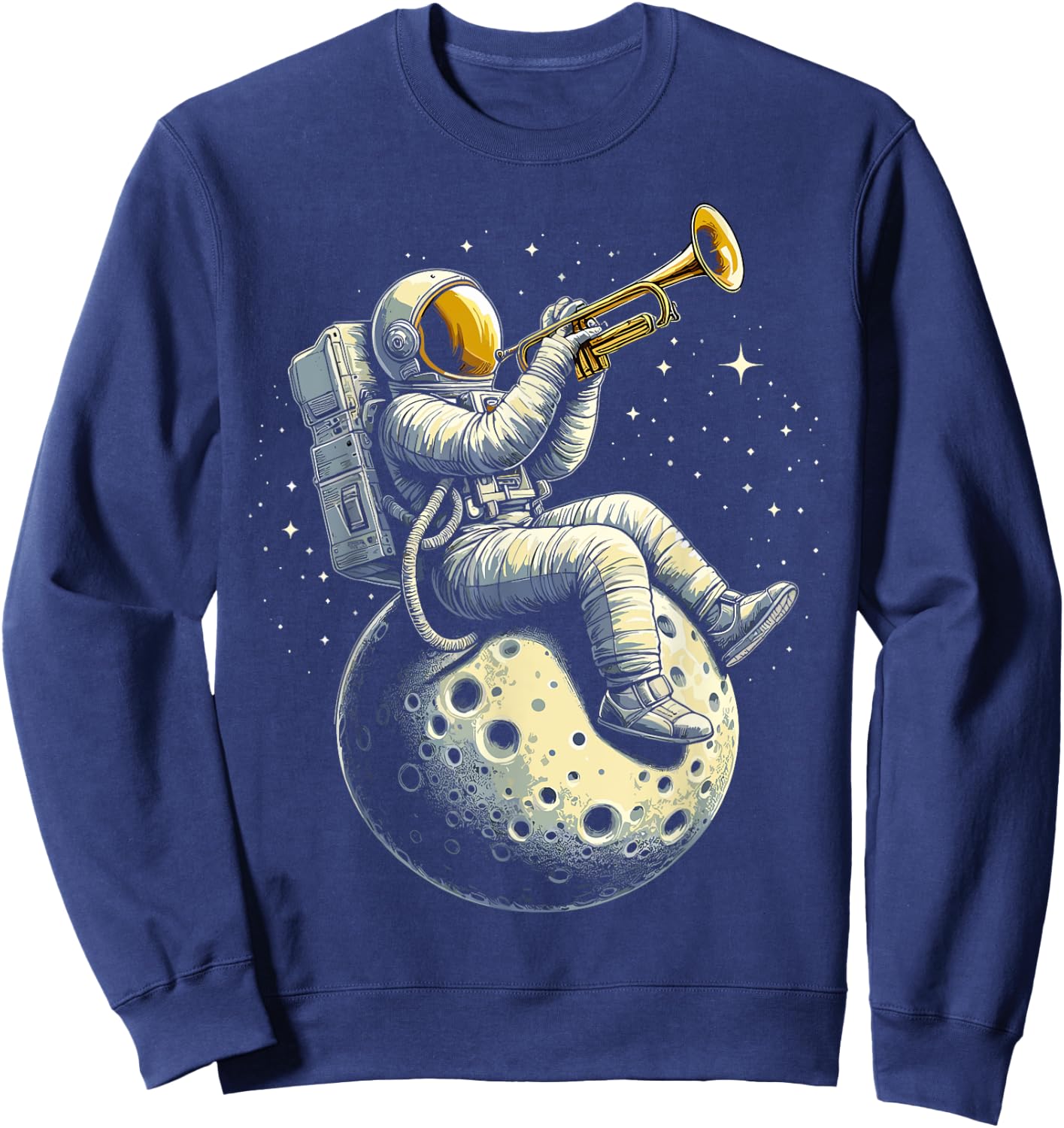 Astronaut Playing Trumpet Musician Player Music Expert Sweatshirt - Sweatshirt | Navy