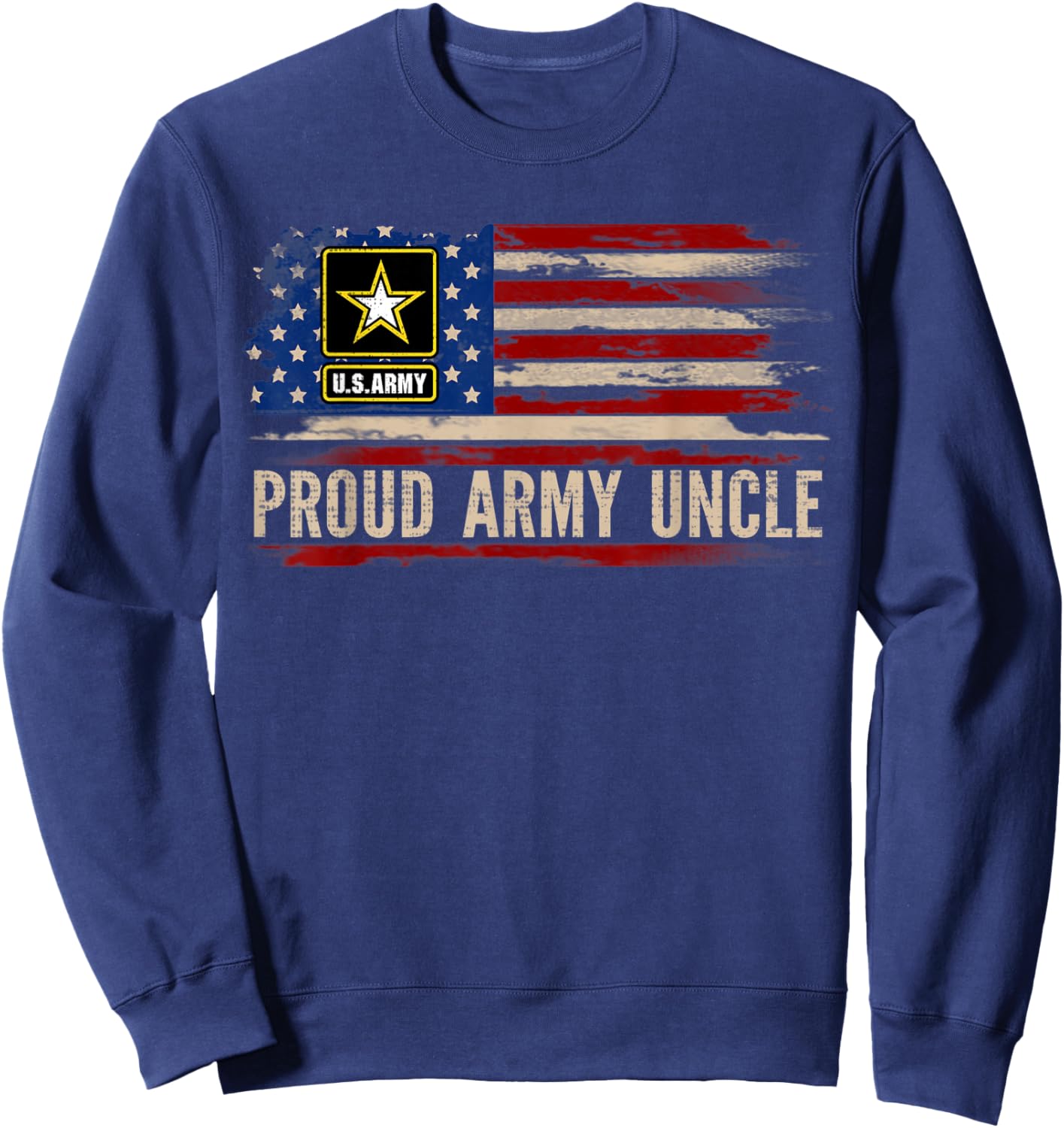 Vintage Proud Army Uncle American Flag Veteran Gift Sweatshirt - Sweatshirt | Navy
