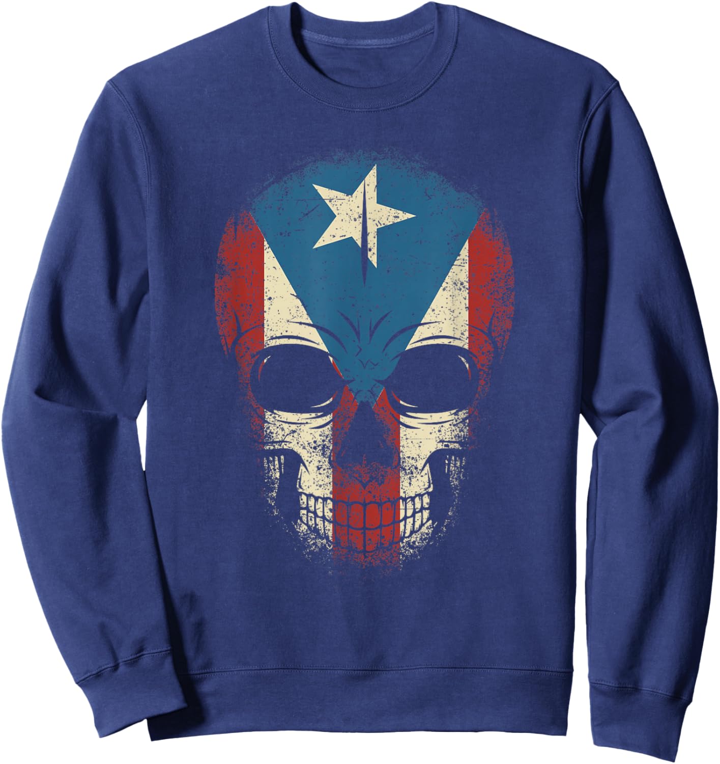 Puerto Rico Skull Shirt Men Boy Papi Pride Puerto Rican Flag Sweatshirt - Sweatshirt | Navy