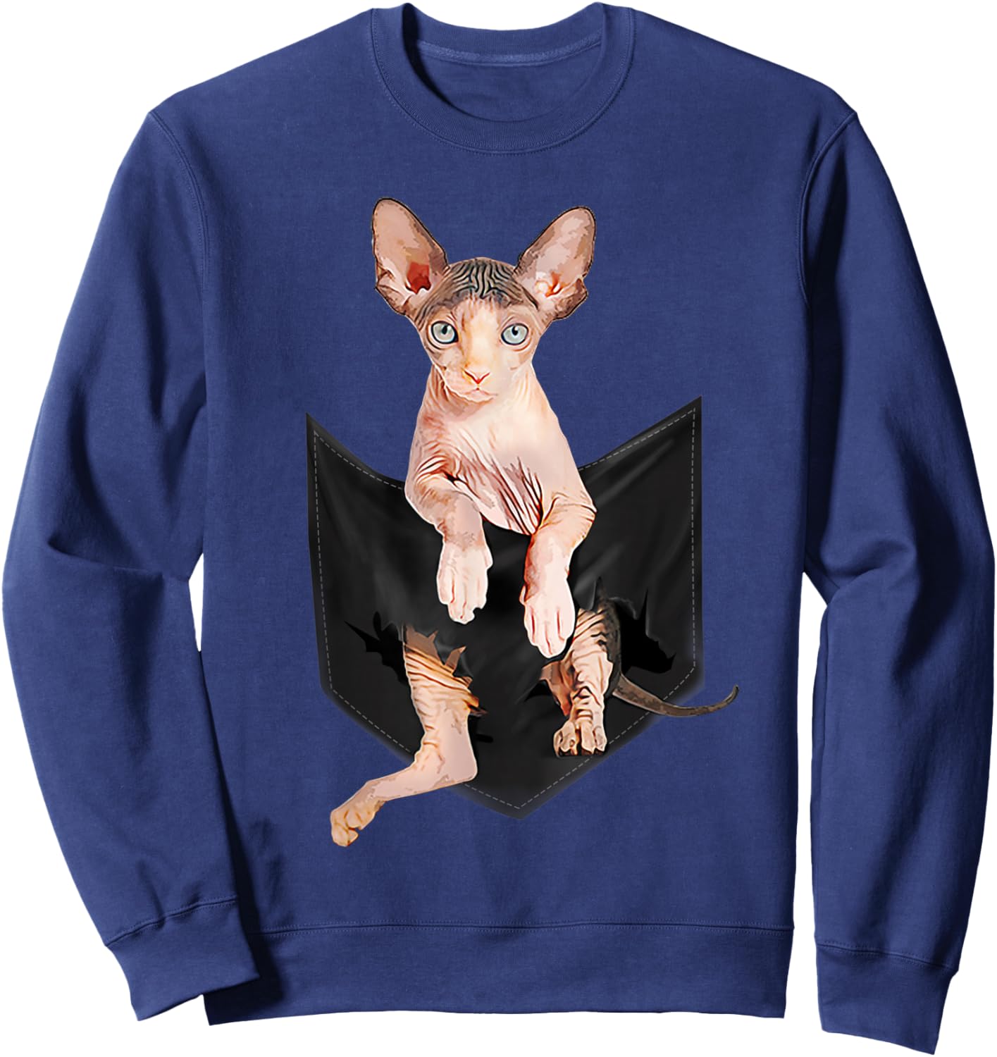 Sphynx Cat in Pocket Cats Shirt Gifts Sweatshirt - Sweatshirt | Navy