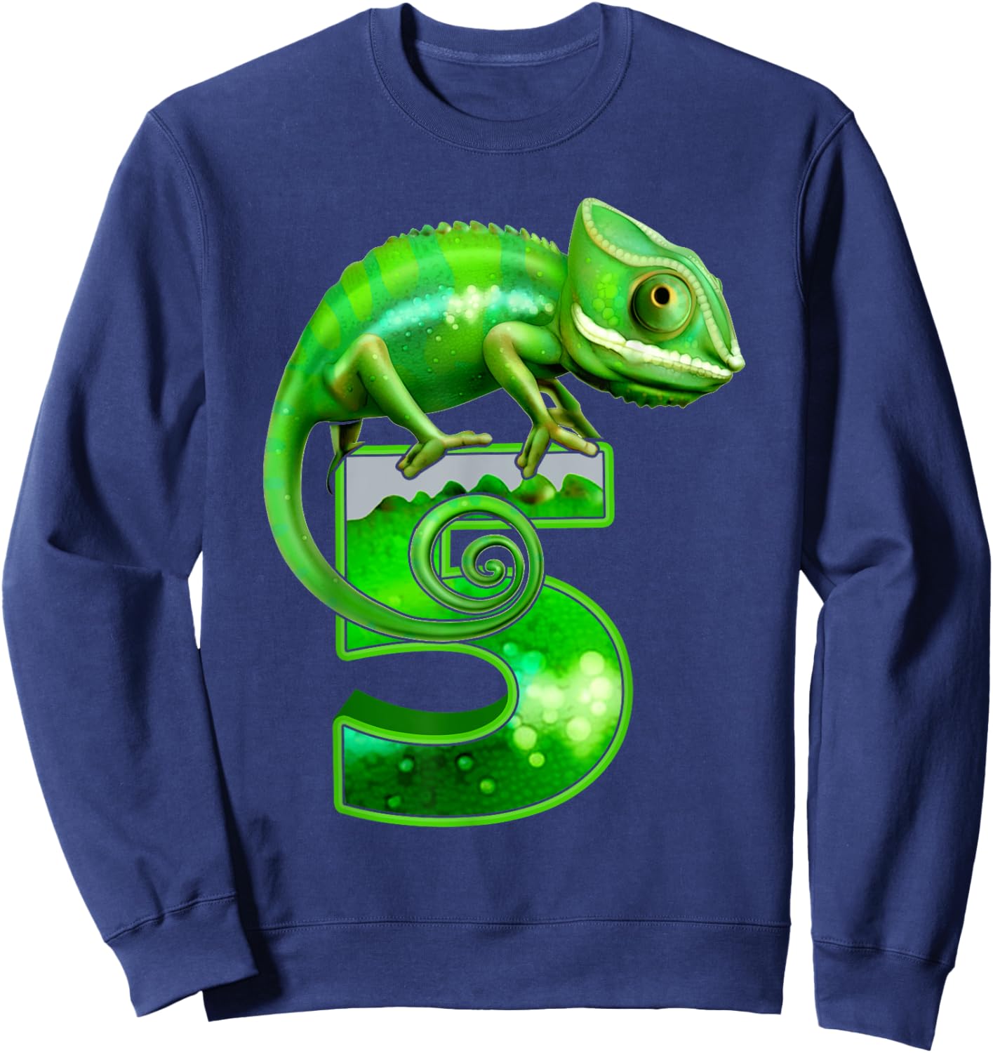 Kids 5 Years Old Lizard 5th Birthday Party Chameleon Sweatshirt - Sweatshirt | Navy