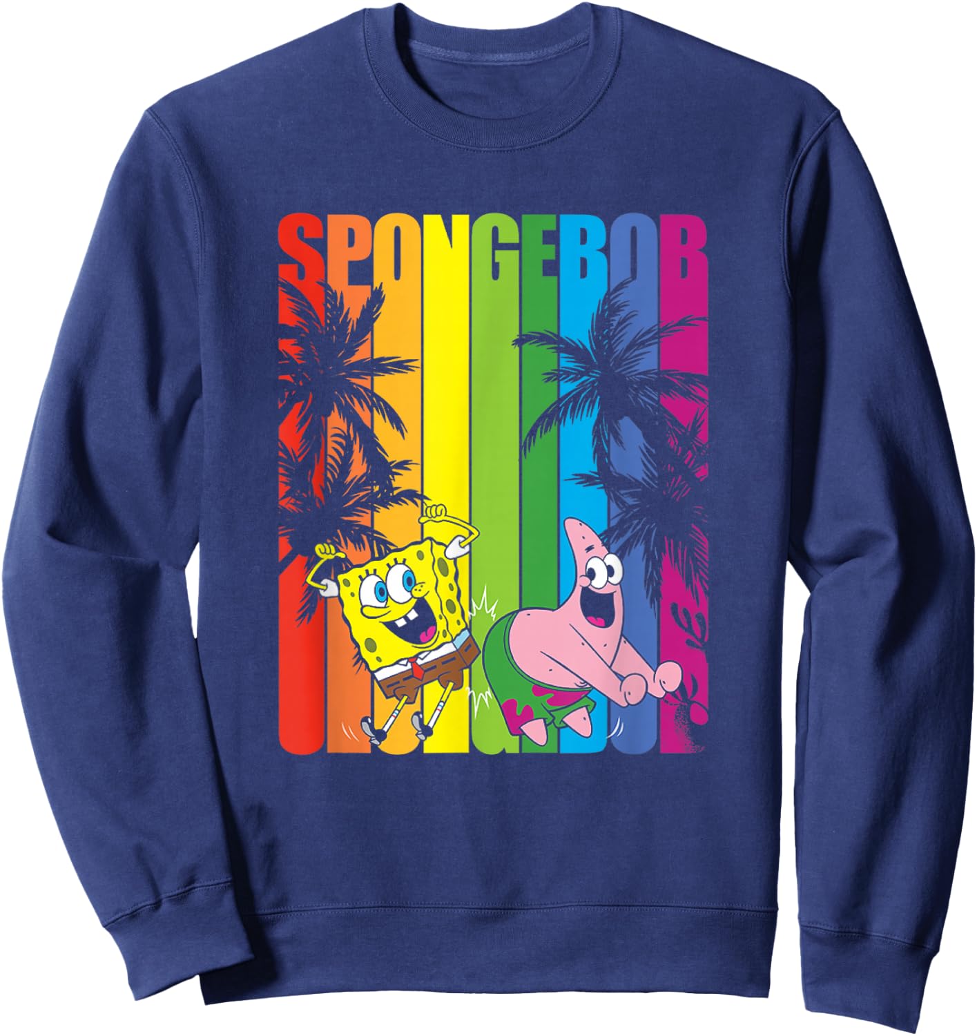 SpongeBob SquarePants SpongeBob & Patrick Rainbow Palm Trees Sweatshirt - Sweatshirt | Navy
