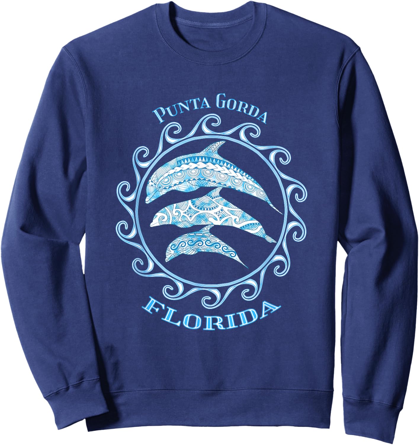 Punta Gorda Florida Tribal Dolphins Ocean Animals Sweatshirt - Sweatshirt | Navy