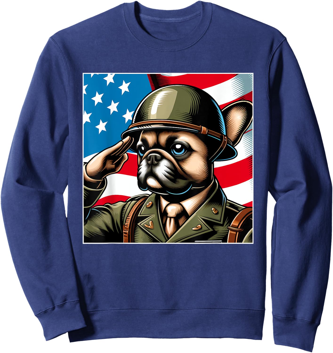 4th Of July US Flag Salute French Bulldog Men Sweatshirt - Sweatshirt | Navy