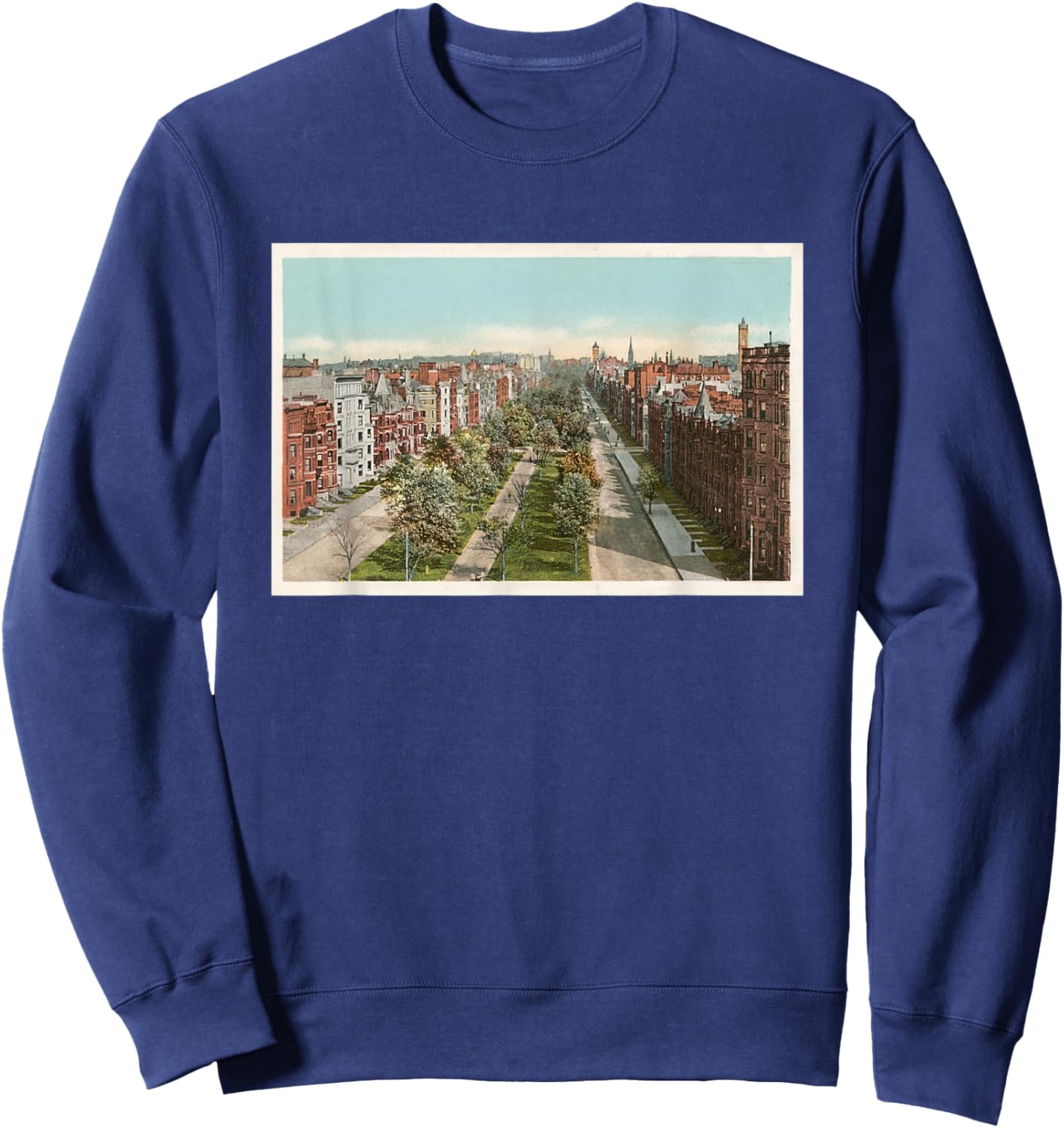 Boston Commonwealth Ave Illustration (1904) Sweatshirt - Sweatshirt | Navy