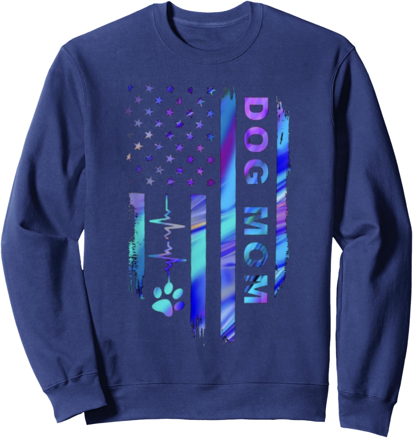 Dog Mom America Flag Color Women Sweatshirt - Sweatshirt | Navy