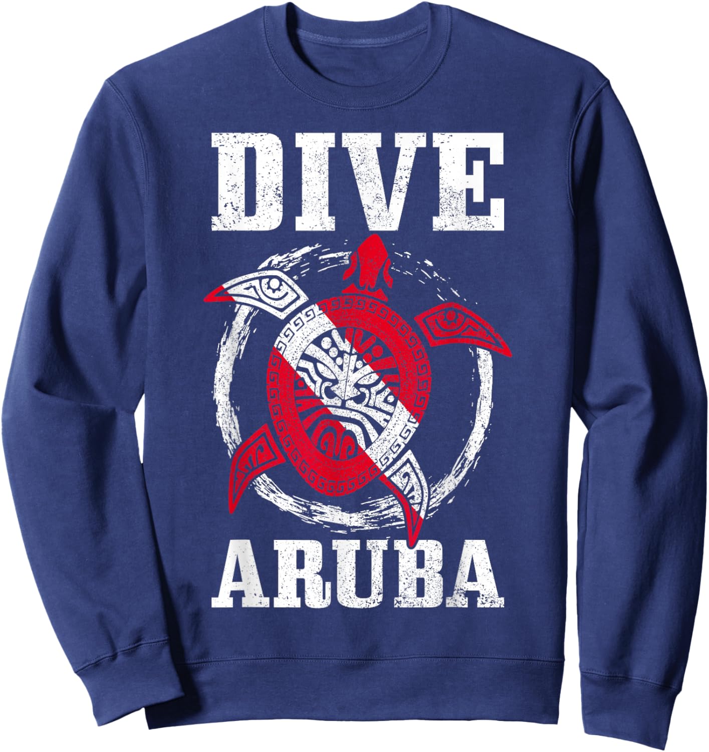 Aruba Diving Flag Sea Turtle Diver Diving Sweatshirt - Sweatshirt | Navy