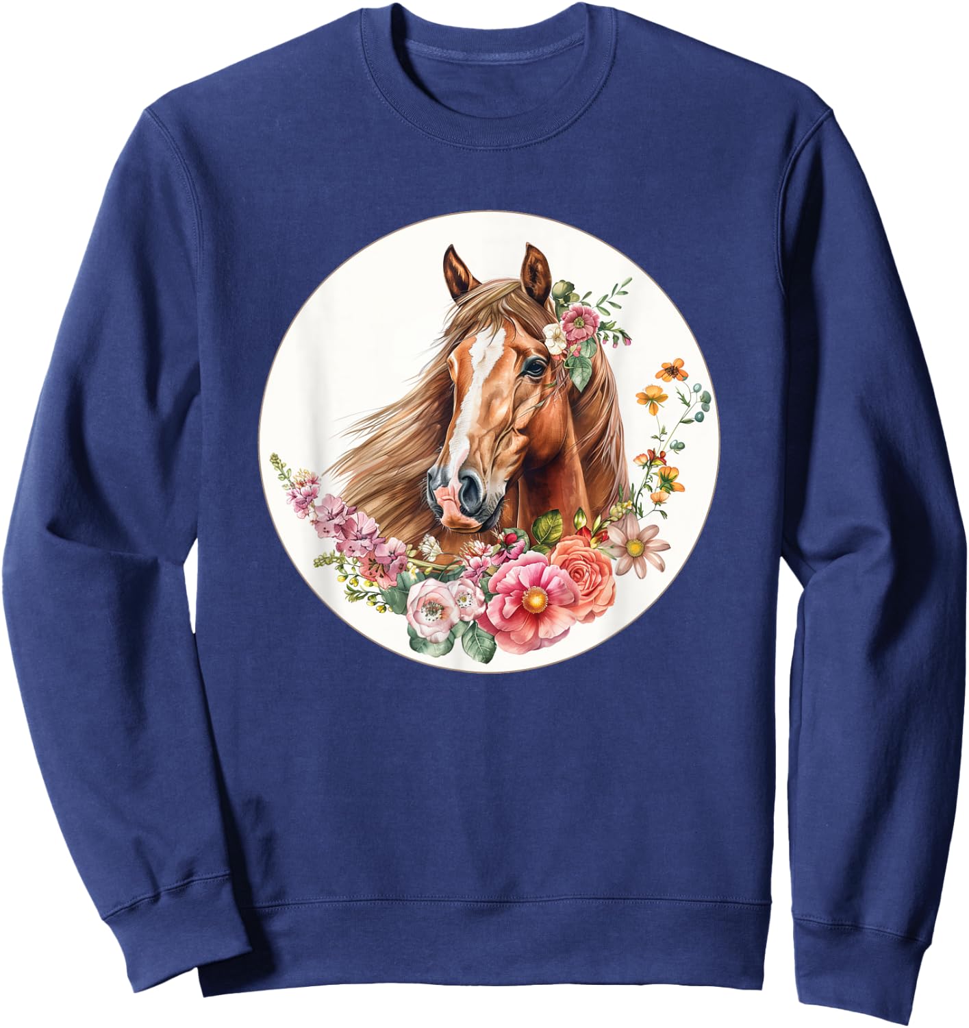 Flower Horse Equestrian Riding Sweatshirt - Sweatshirt | Navy