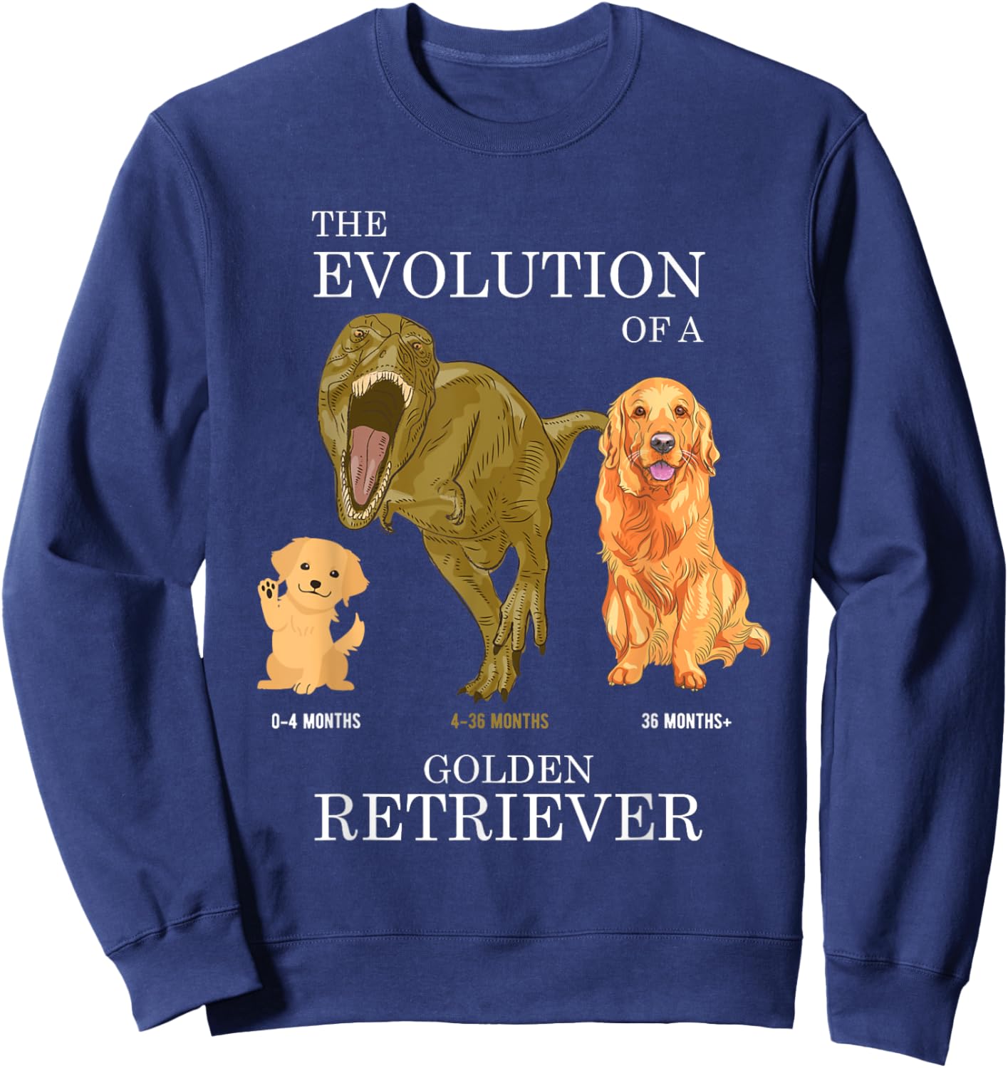 The Evolution of a Golden Retriever or Evolution of dogs Sweatshirt - Sweatshirt | Navy