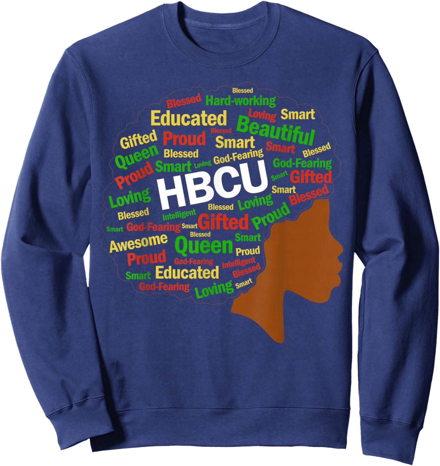Women HBCU Grad Afro History Girls Historical Black College Sweatshirt - Sweatshirt | Navy