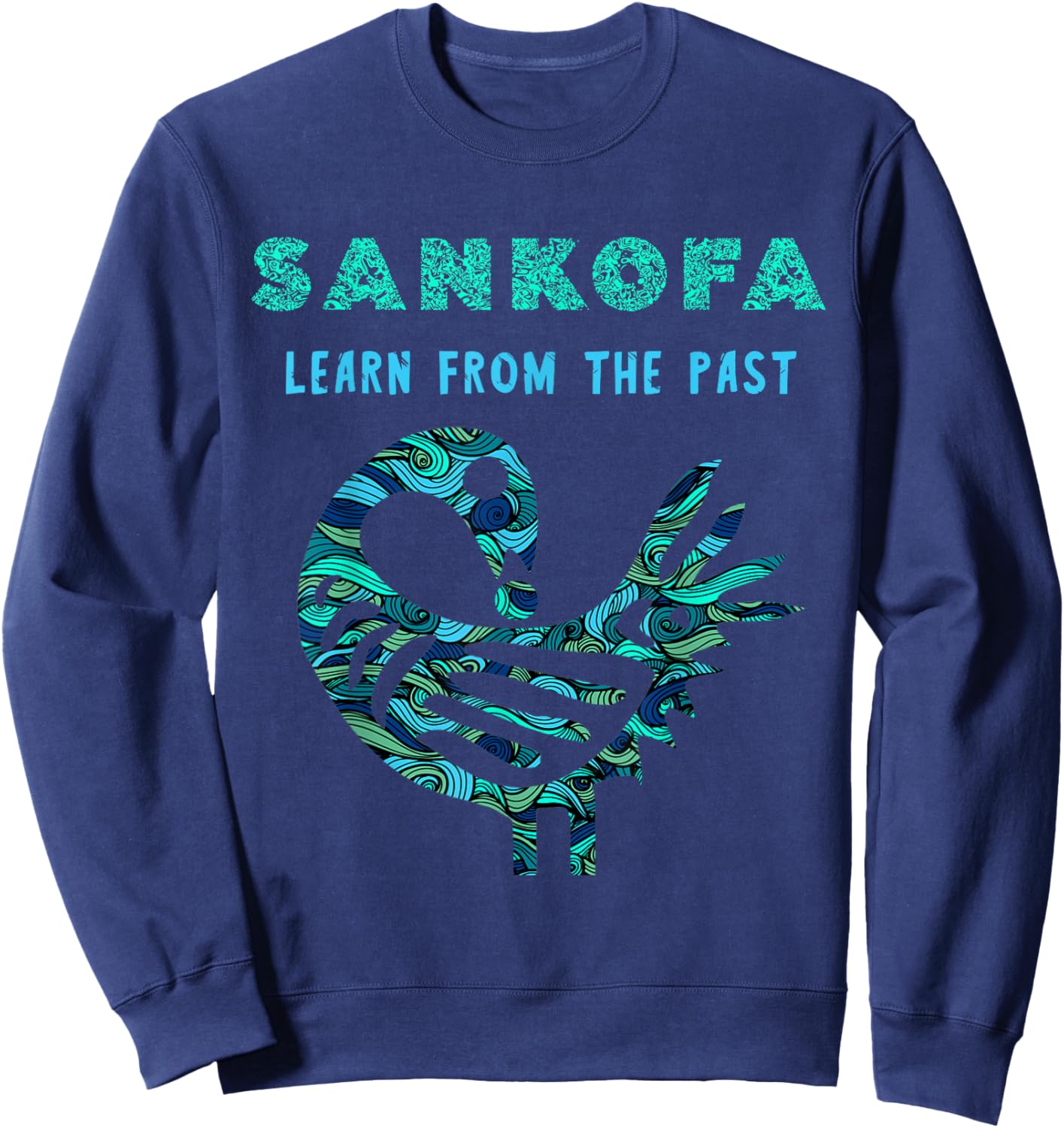 Sankofa Learn From The Past African Bird Pattern Sweatshirt - Sweatshirt | Navy