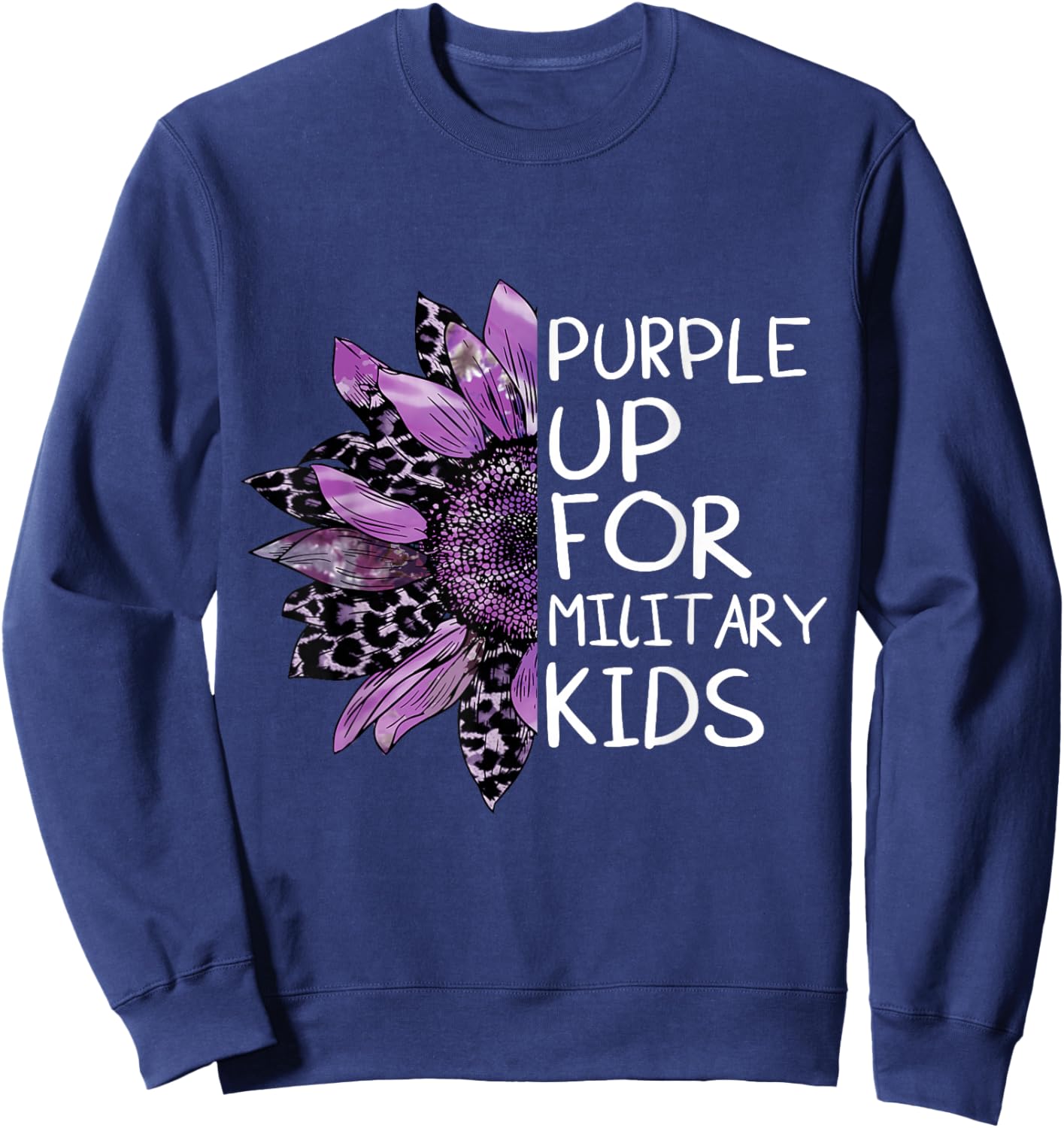 Purple up for military kids Sunflower Military Brats Month Sweatshirt - Sweatshirt | Navy