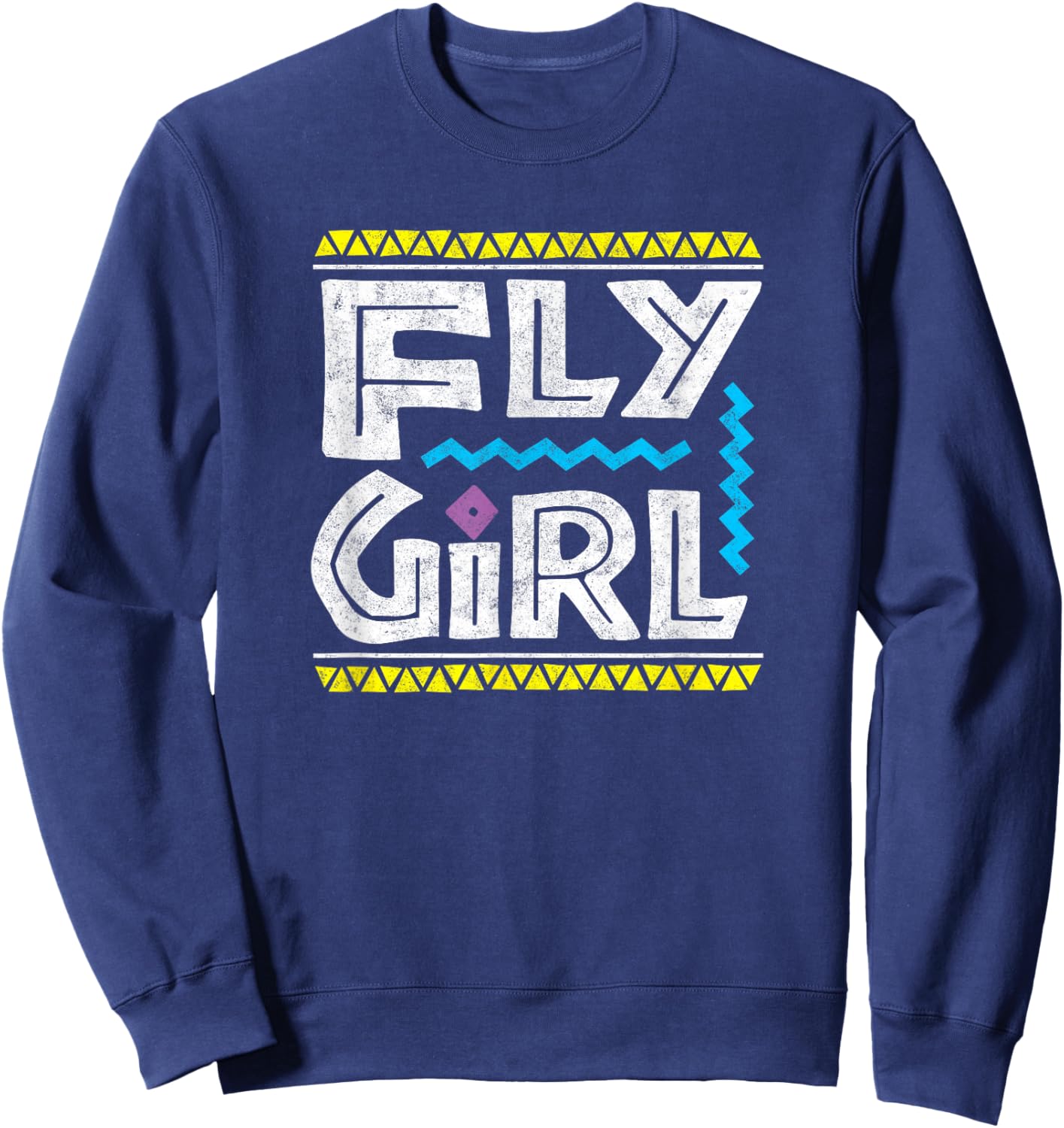 Fly Girl 80s 90s Old School Distressed B-Girl Hip Hop Sweatshirt - Sweatshirt | Navy