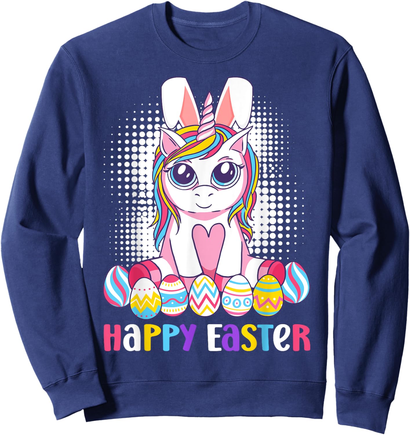 Easter Unicorn Shirt Bunny Boys Girls Kids Happy Easter Sweatshirt - Sweatshirt | Navy