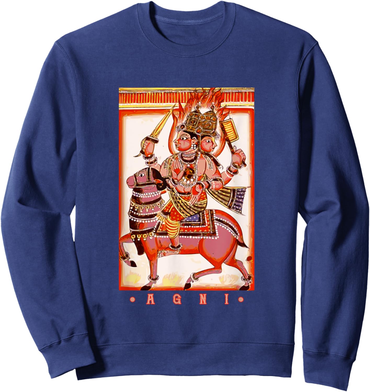 Agni Hindu Deva God of Fire Indian Hinduism Sweatshirt - Sweatshirt | Navy