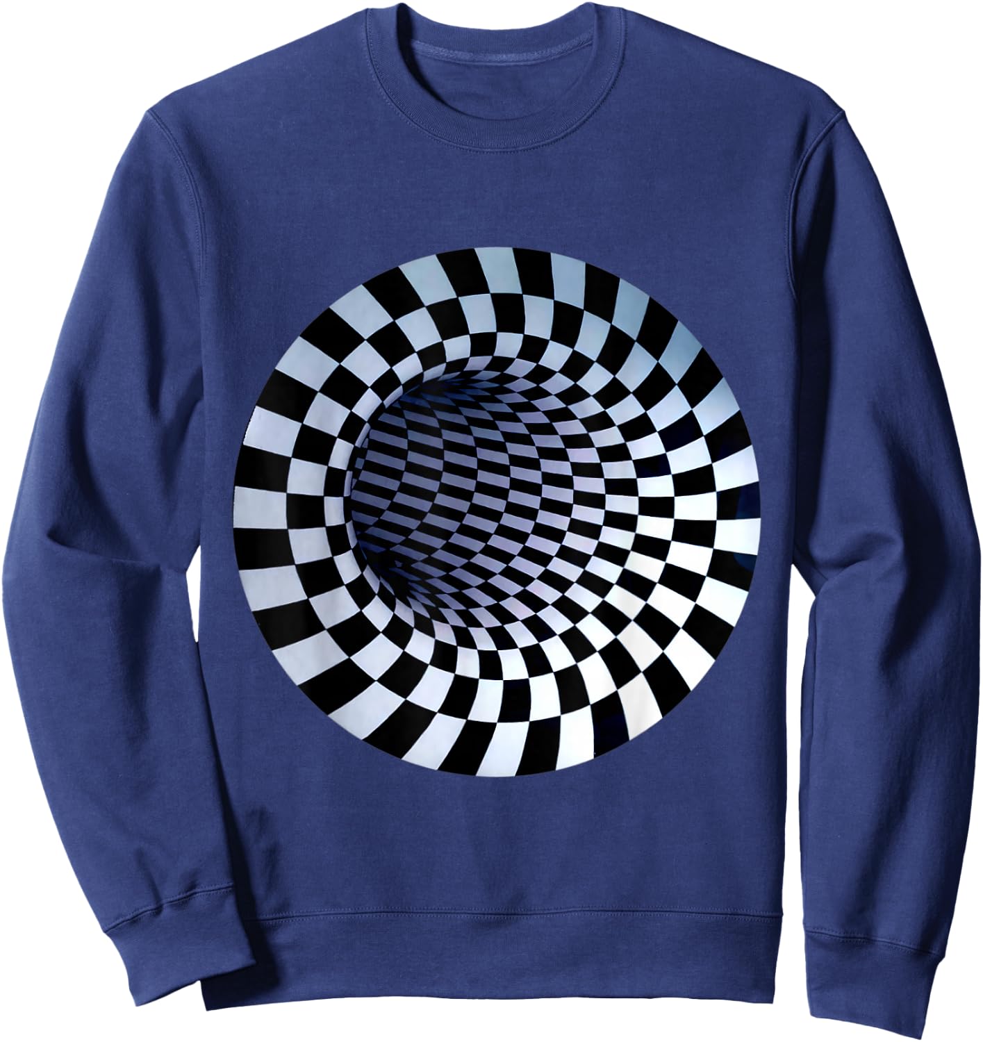 Hole Designs Women's Checkered Optical Illusion , Black, Small Sweatshirt - Sweatshirt | Navy
