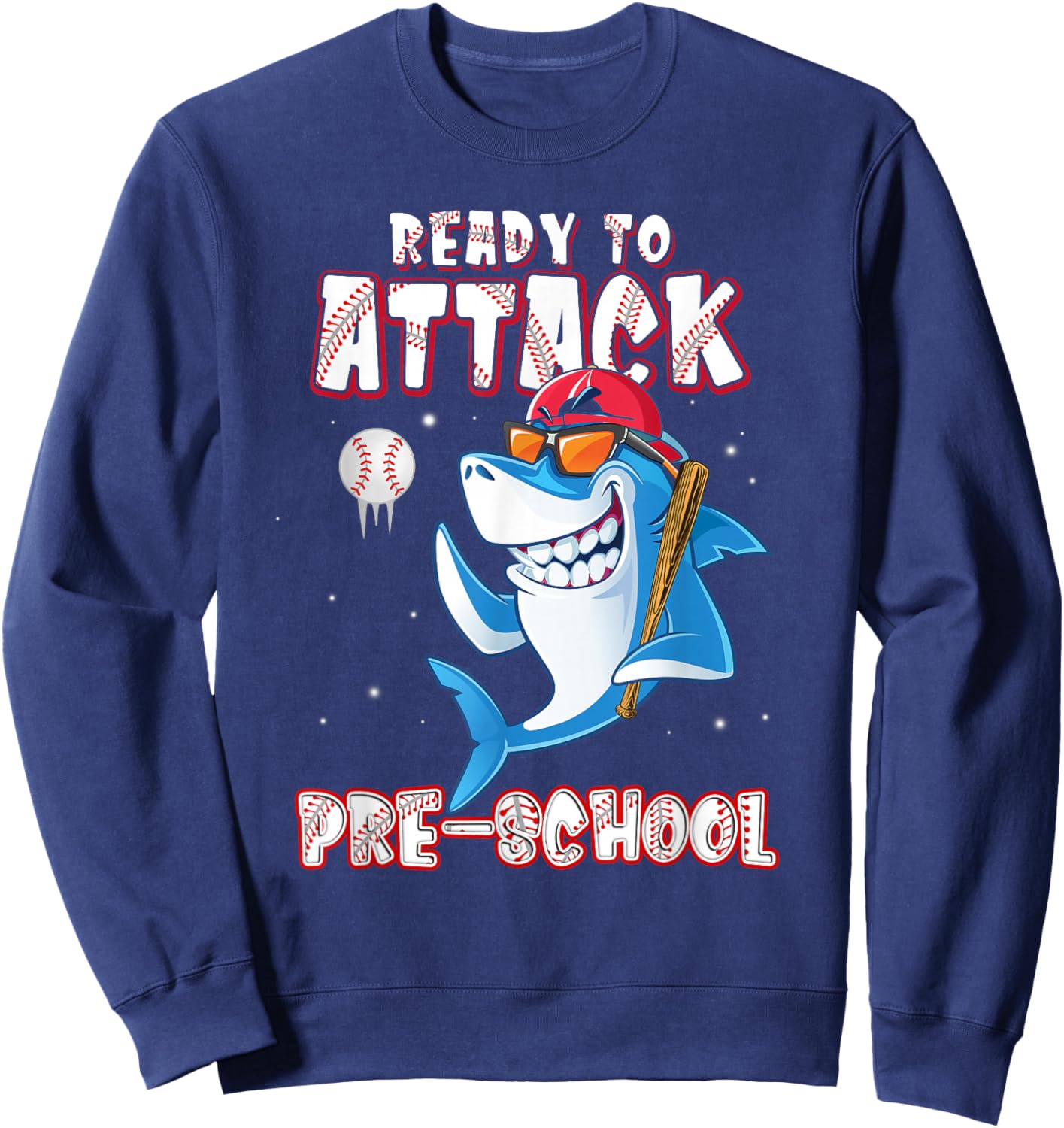 Ready To Attack Pre-School Shark Back to School Sweatshirt - Sweatshirt | Navy