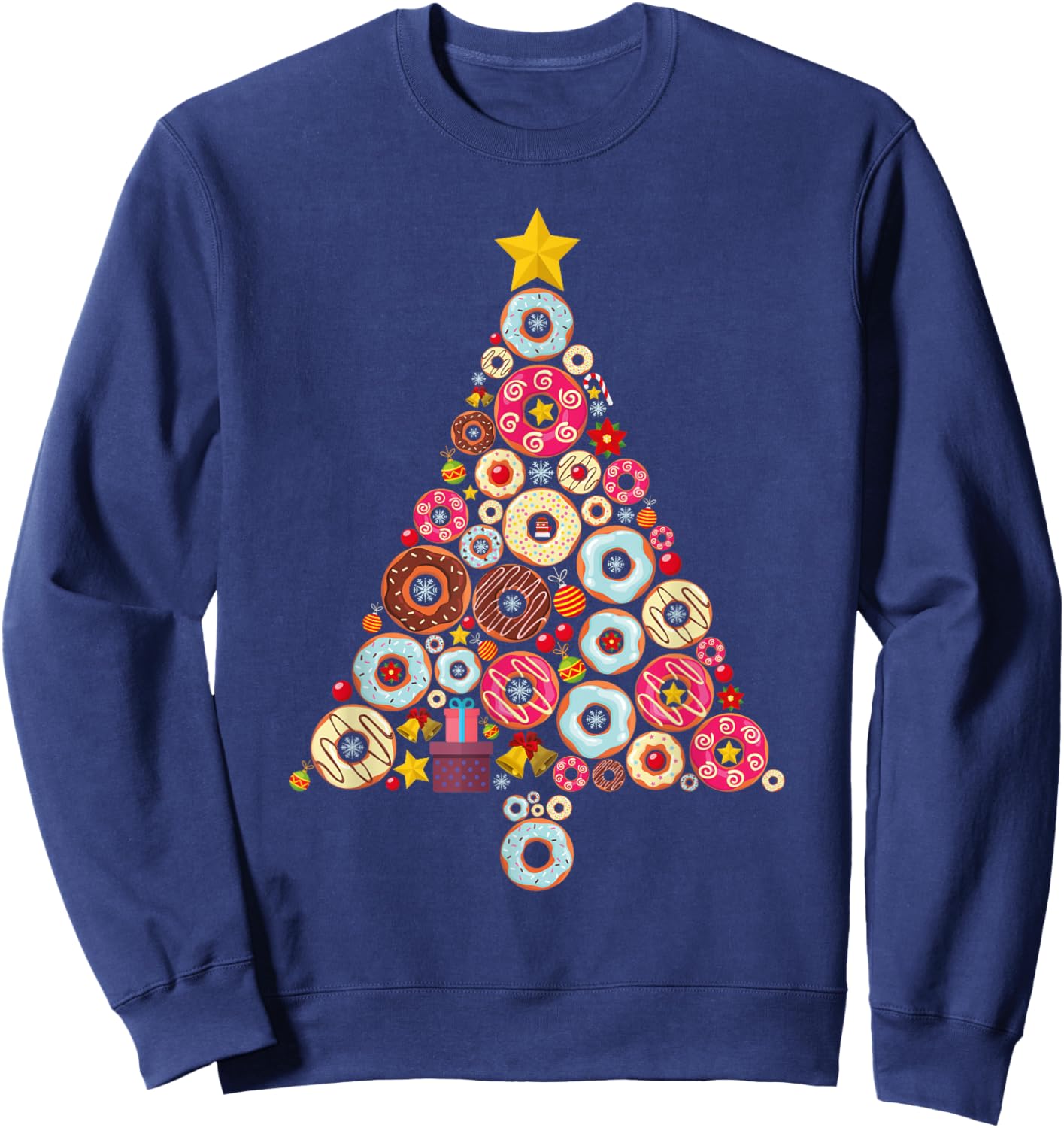 Donuts Christmas Tree Funny Doughnut Xmas Women Men Kids Sweatshirt - Sweatshirt | Navy