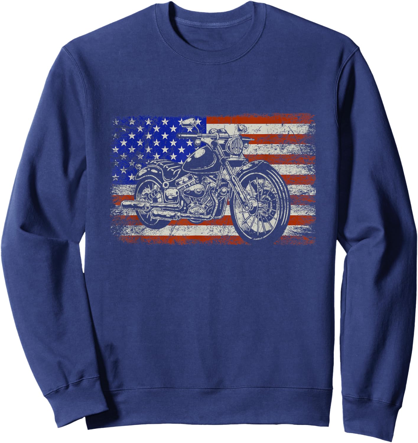 USA Flag American Pride Motorcycle Riding Biking Gift Biker Sweatshirt - Sweatshirt | Navy