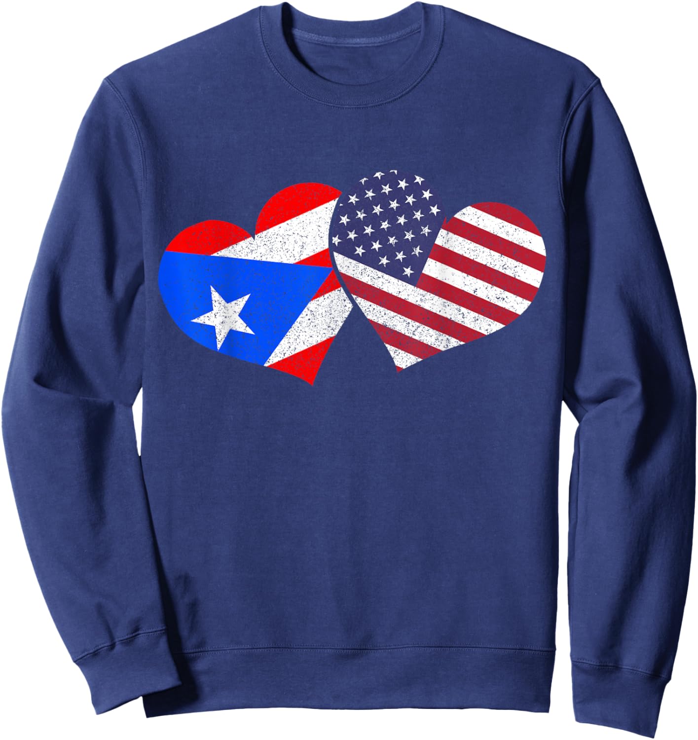 Puerto Rico & USA Pride Patriotic Puerto Rican American Flag Sweatshirt - Sweatshirt | Navy