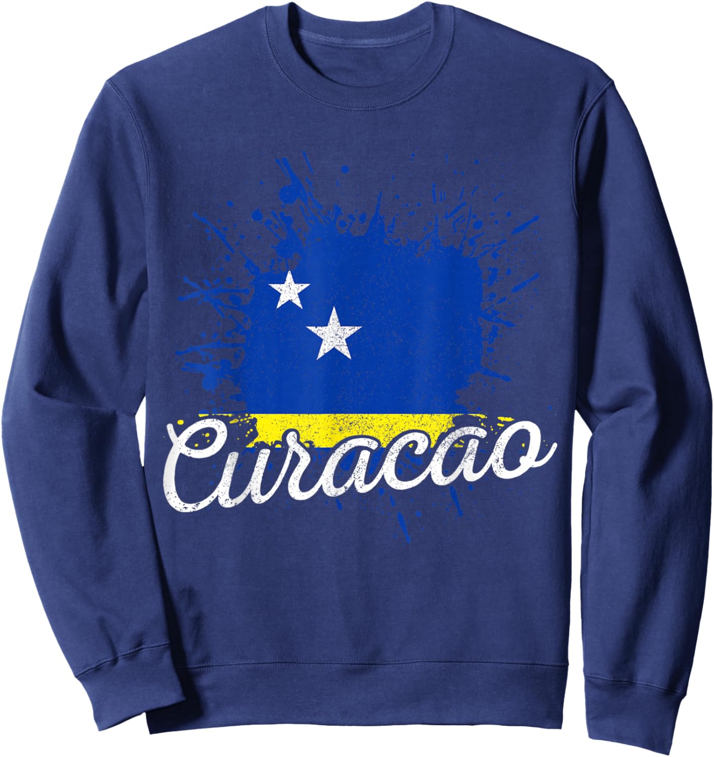 Curacao Flag Vintage Caribbean Souvenir Sweatshirt - Sweatshirt | Navy