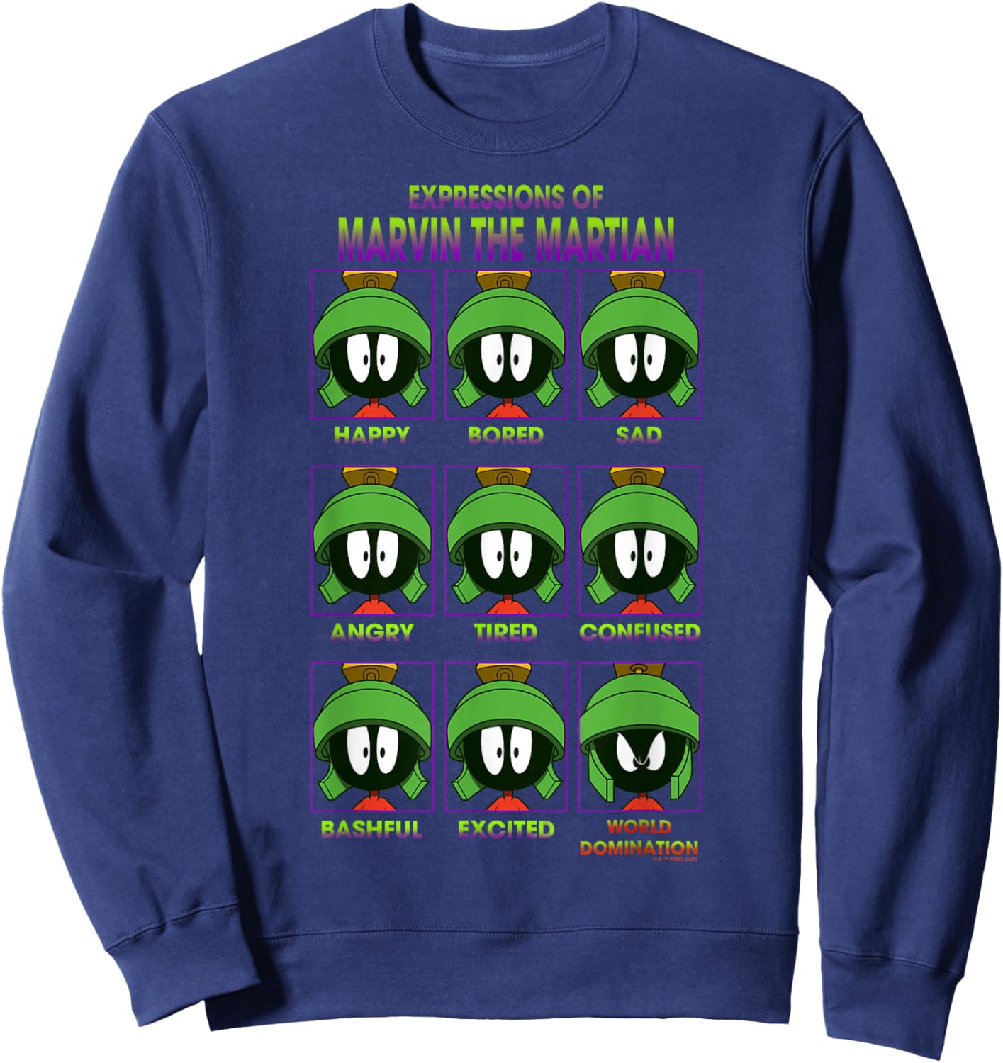 Looney Tunes Expressions of Marvin The Martian Poster Small Sweatshirt - Sweatshirt | Navy