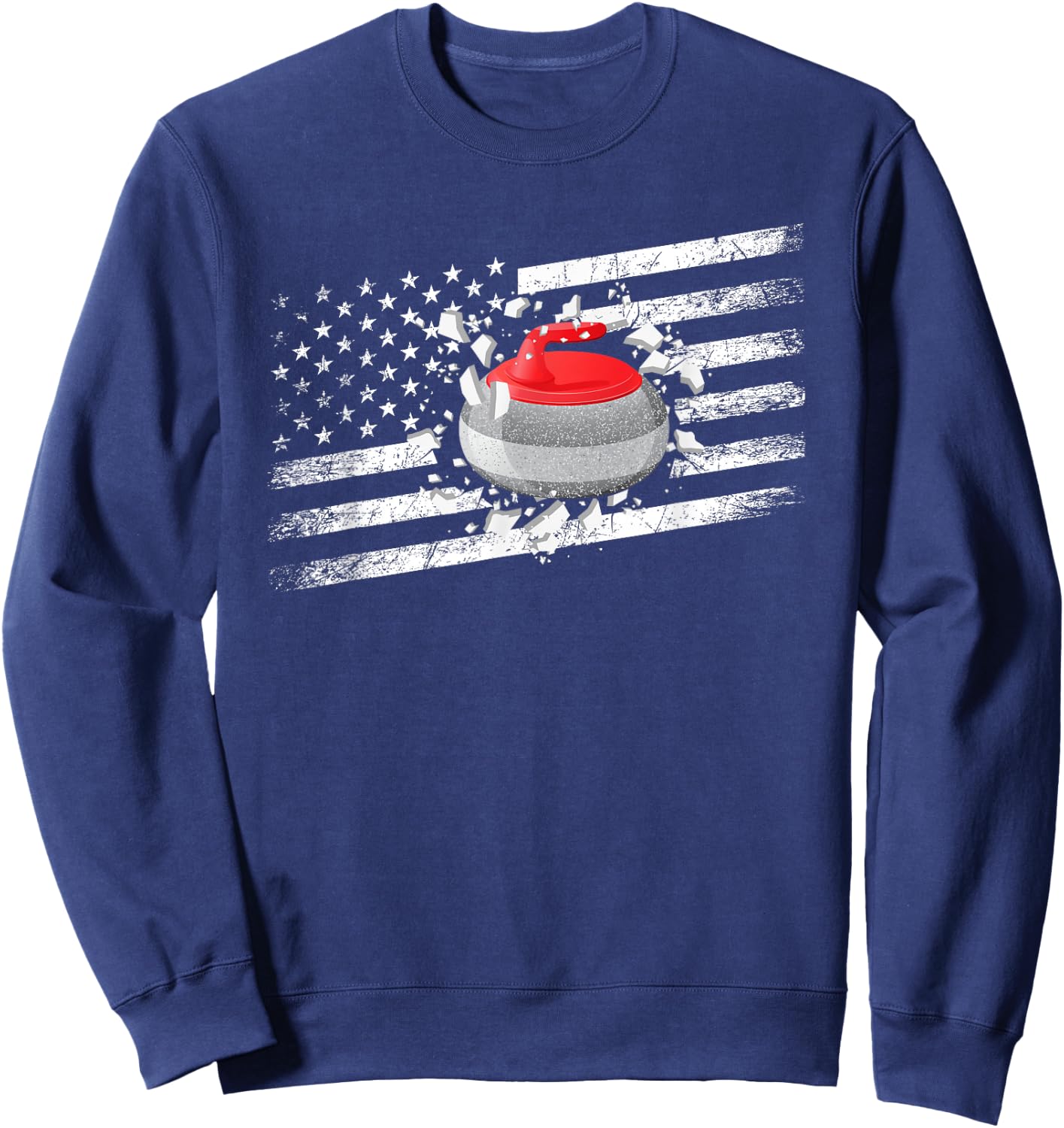 Curling Player Winter Sports Graphic Design - Curling Sweatshirt - Sweatshirt | Navy