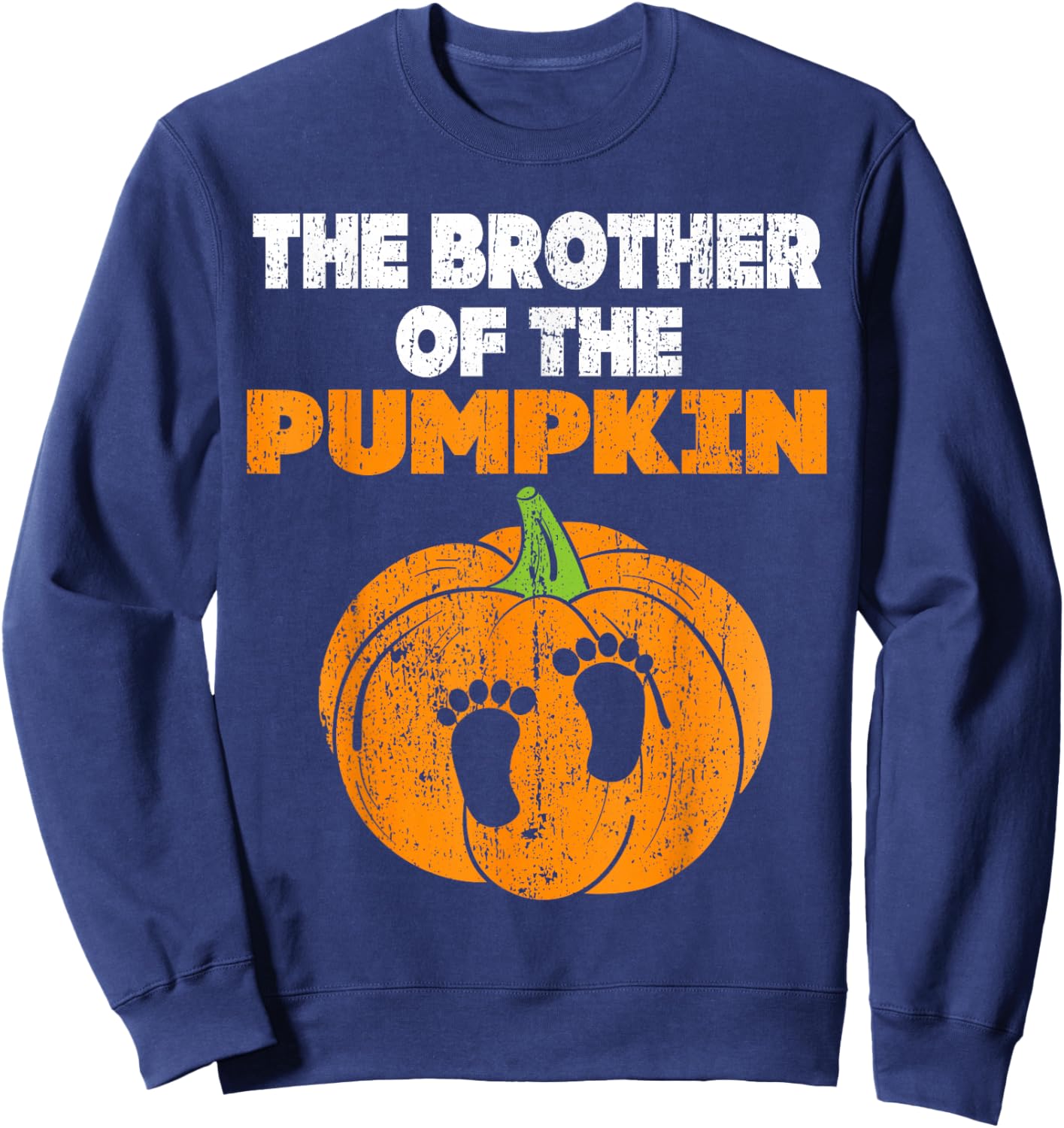 Halloween Pregnancy Costume Expecting Pumpkin Brother Sweatshirt - Sweatshirt | Navy